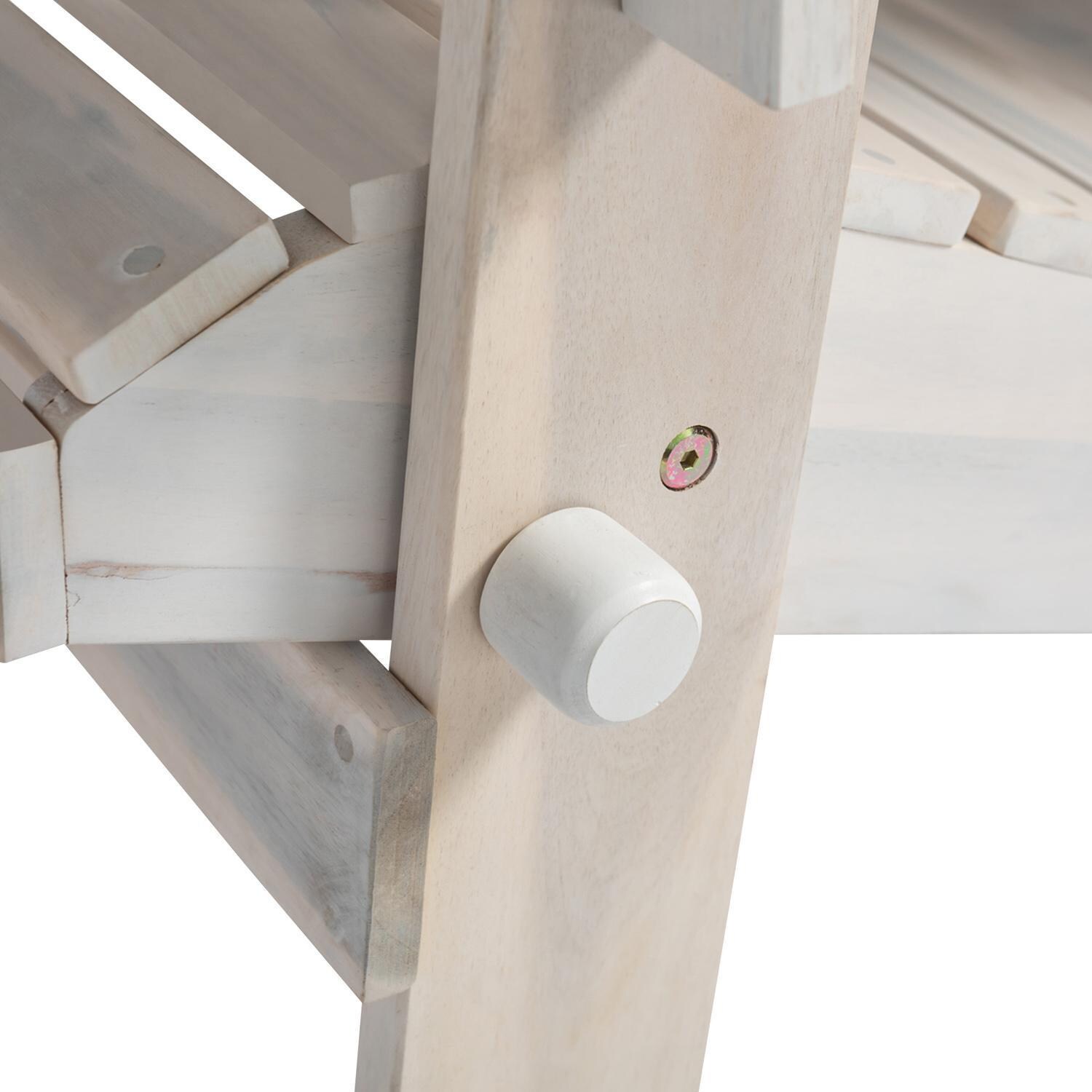 Ultimate Patio Folding Acacia Patio Adirondack Chair W/ Wine Glass Holder - White Wash - Locking Pin Detail thumbnail