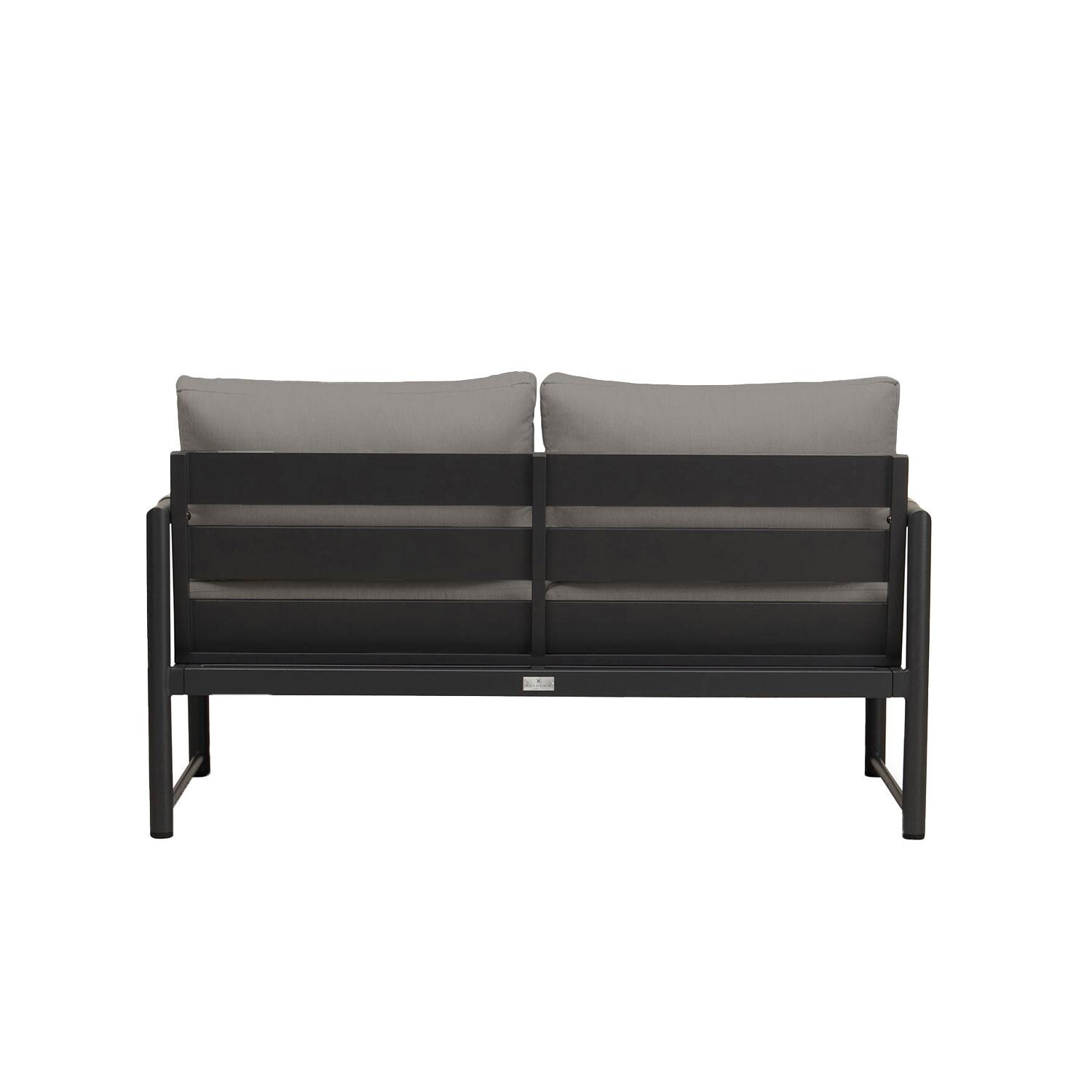 Lakeview AVEBAY-BK-CO-LS-CC Avenue Bay Black/Carbon Loveseat - Canvas Charcoal - Rear View - Angled - White Background thumbnail