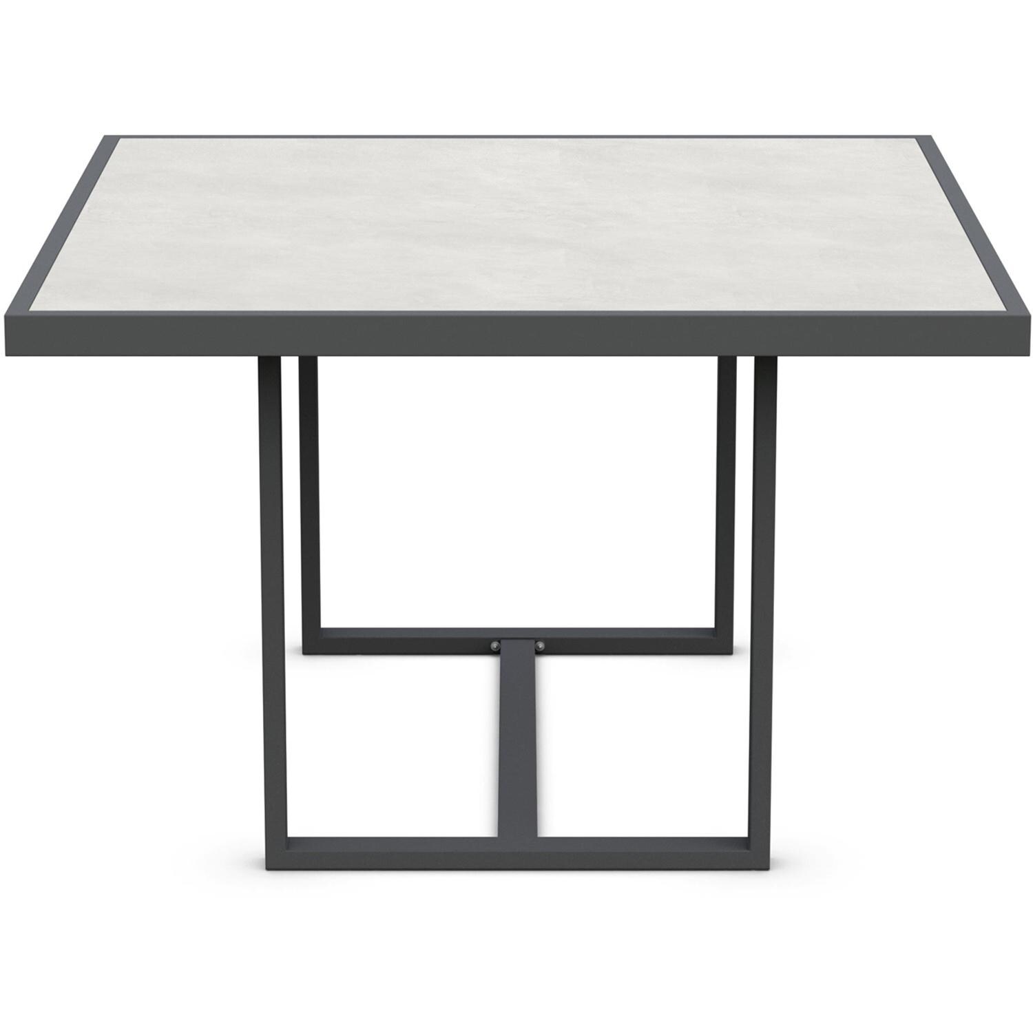 Azzurro Living Pavia 48 Inch Charcoal Aluminum Dining Table W/ Helena Dekton Top - Side - White Background thumbnail