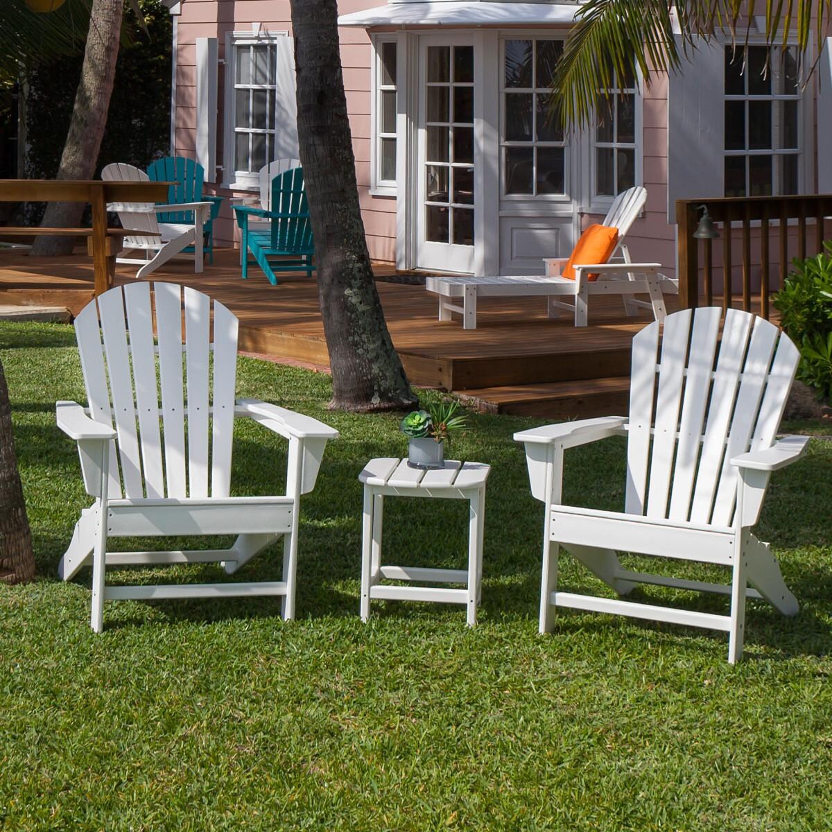 South Beach 3 Pc Recycled Plastic Seating Set in White by POLYWOOD