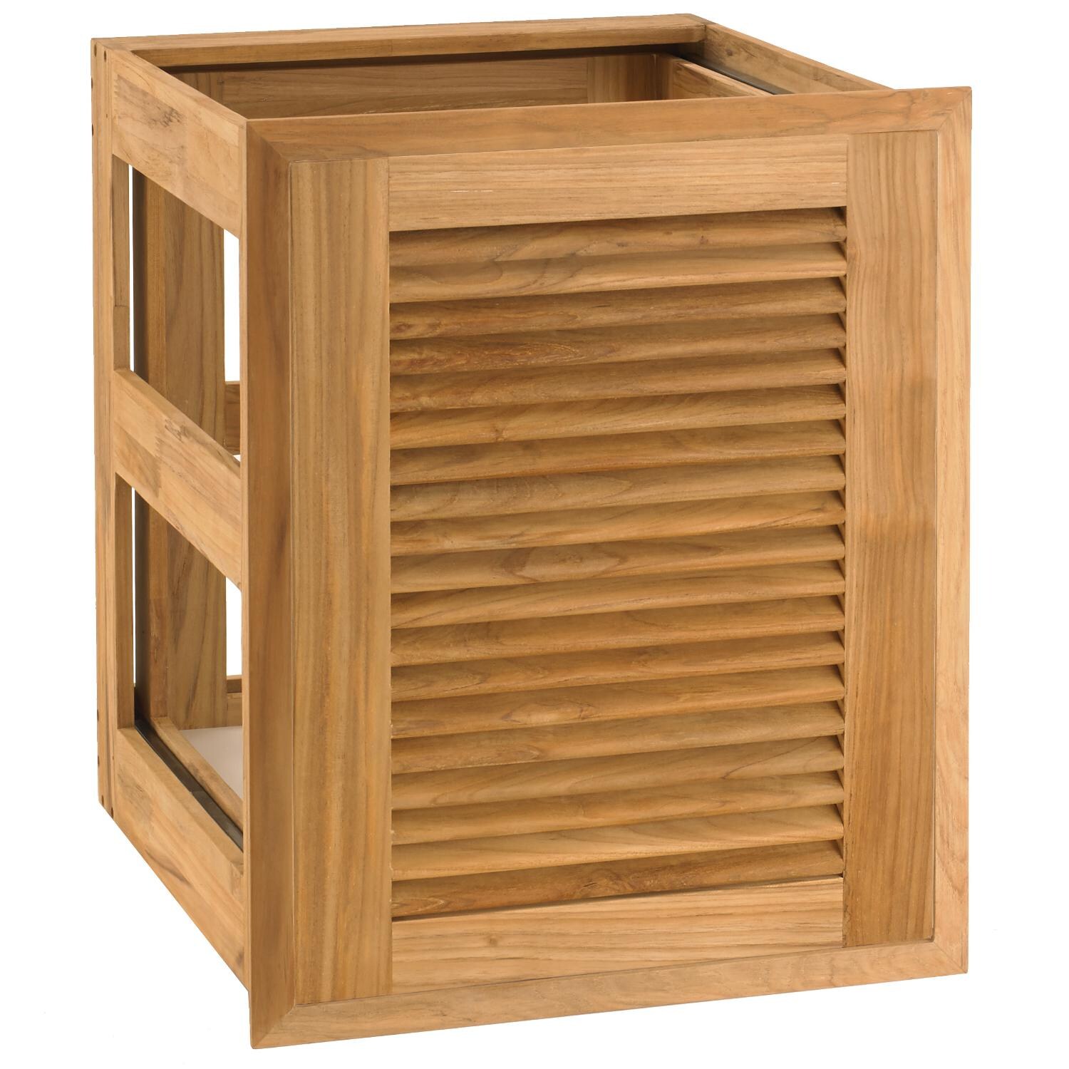 Pacific Teak POHDL-18L | Louver 18-inch Teak Wood Roll-Out Double Trash / Recycling Bin Drawer thumbnail