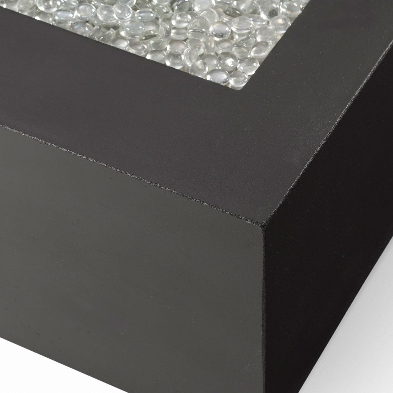 Cove 72 Inch Rectangular GFRC Propane Fire Pit Table w/ Electronic Ignition in Midnight Mist by The Outdoor GreatRoom Company - Corner - Detail thumbnail