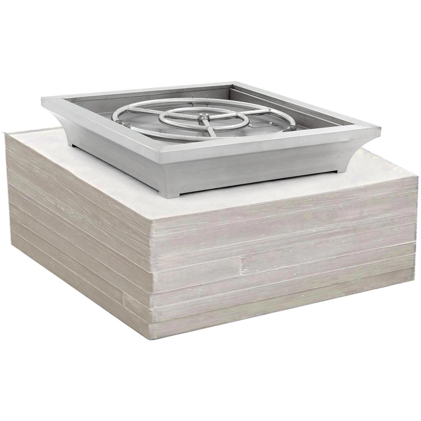 BBQGuys Signature ALP-FBL-LAV-SS-24-L Lavelle 24-Inch Square Low-Rise Natural Gas Column Fire Bowl - Stainless Steel - Burner Detail thumbnail