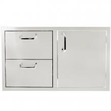 BBQGuys.com Kingston Series 36-Inch Stainless Steel Right-Hinged Access Door & Double Drawer Combo image