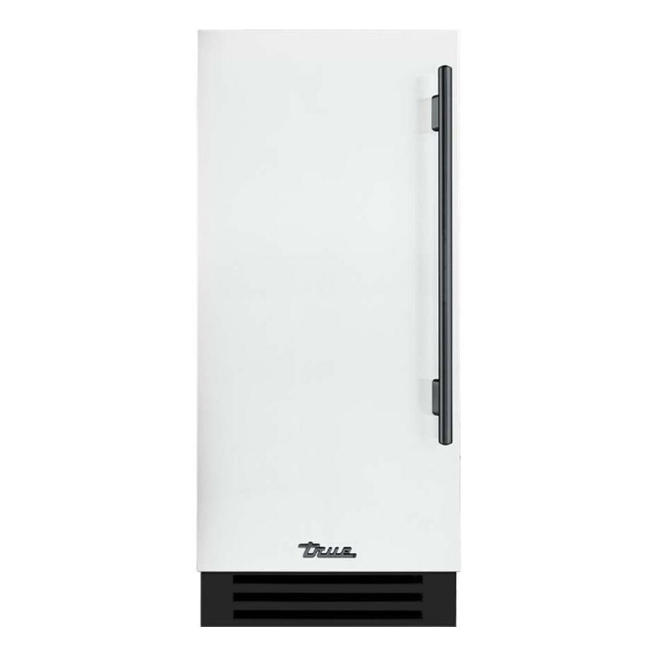 True TUR-15-L-OP-C~DSK-030-H05 15 Inch 3.14 Cu. Ft. Left Hinge Outdoor Refigerator - Matte White w/ Pewter Handles - White Background thumbnail