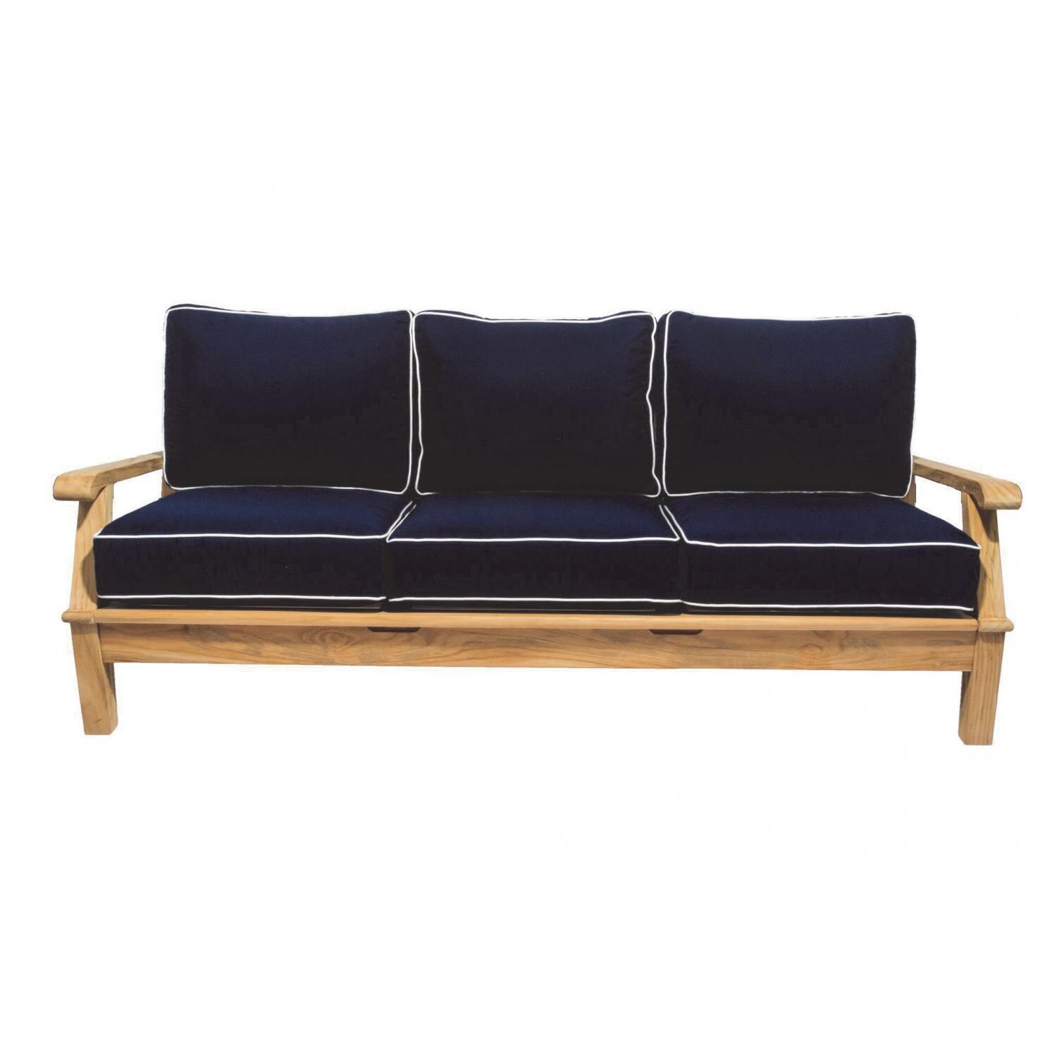 Royal Teak Collection Miami 4 Pc Teak Seating Set in Canvas Navy - Sofa - White Background thumbnail