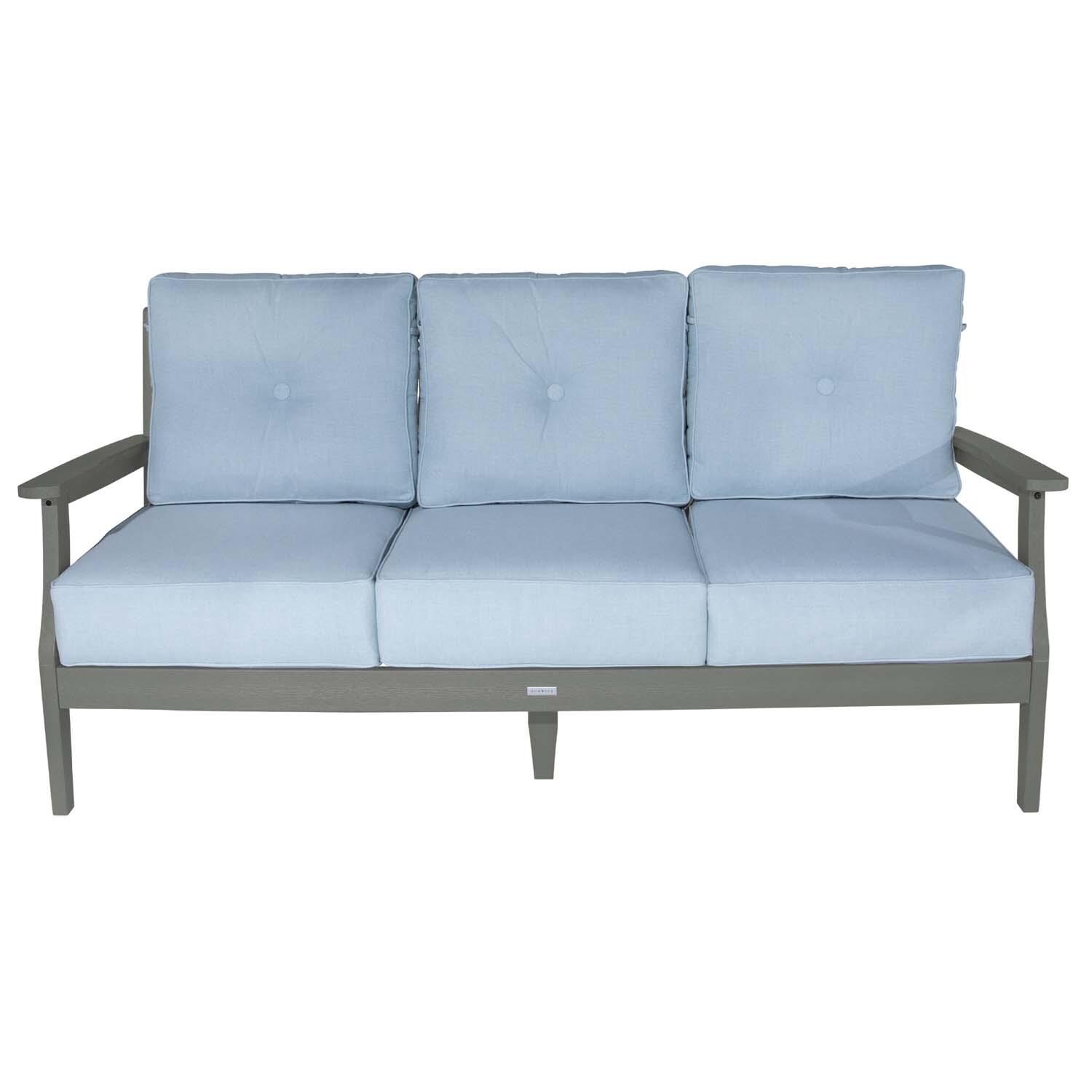 Blushing Bay 3 Person Recycled Plastic Sofa in Bliss Dew/Coastal Teak by Lakeview Outdoor Designs - White Background thumbnail