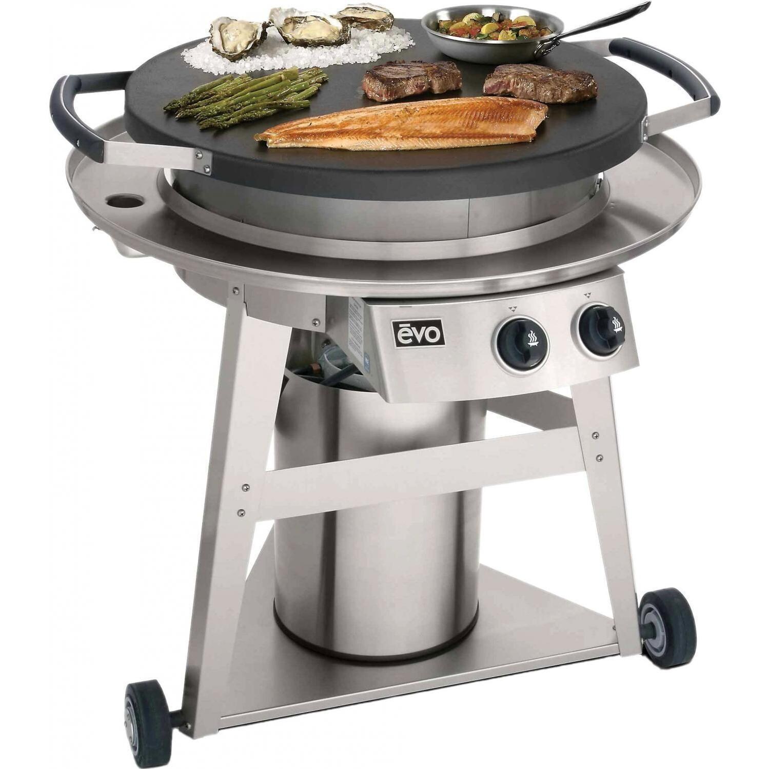 EVO 10-0002-LP-C Professional Wheeled Cart Flattop Propane Gas Grill w/ Non-Stick Ceramic Clad Coating - Seafood - White Background thumbnail