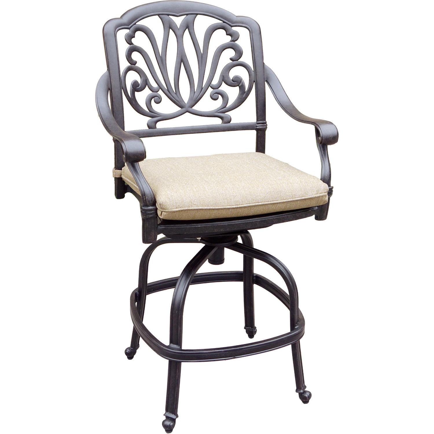 Darlee Elisabeth 2 Pc Cast Aluminum Counter Height Bar Stool Set in Antique Bronze/Beige - Chair - White Background thumbnail