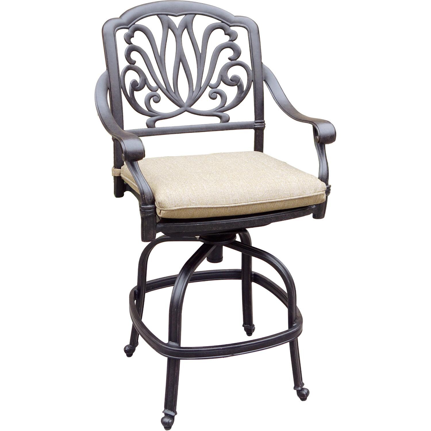 Darlee Elisabeth 2 Pc Cast Aluminum Counter Height Bar Stool Set in Antique Bronze/Beige - Chair - White Background thumbnail