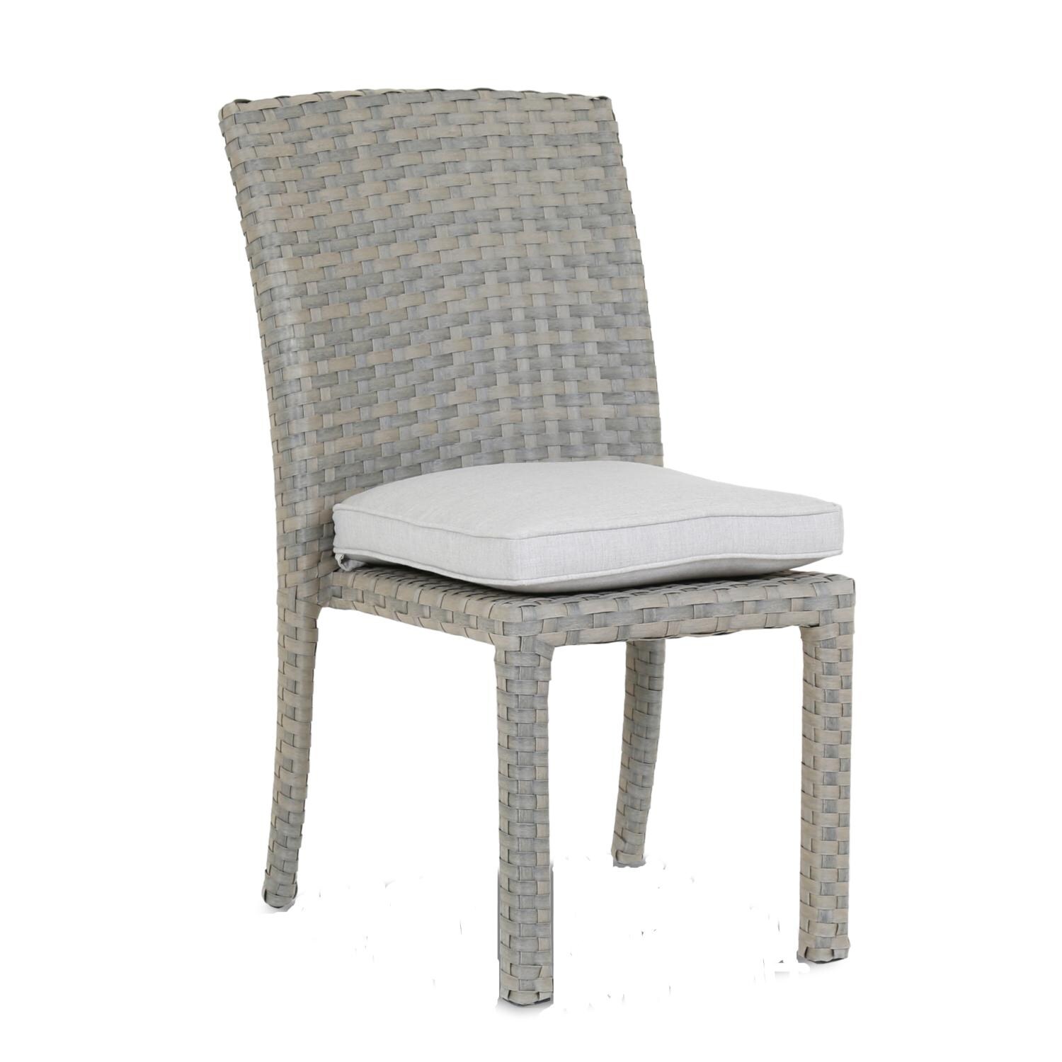 Majorca Wicker Patio Dining Side Chair W/ Sunbrella Cast Silver Cushion By Sunset West thumbnail
