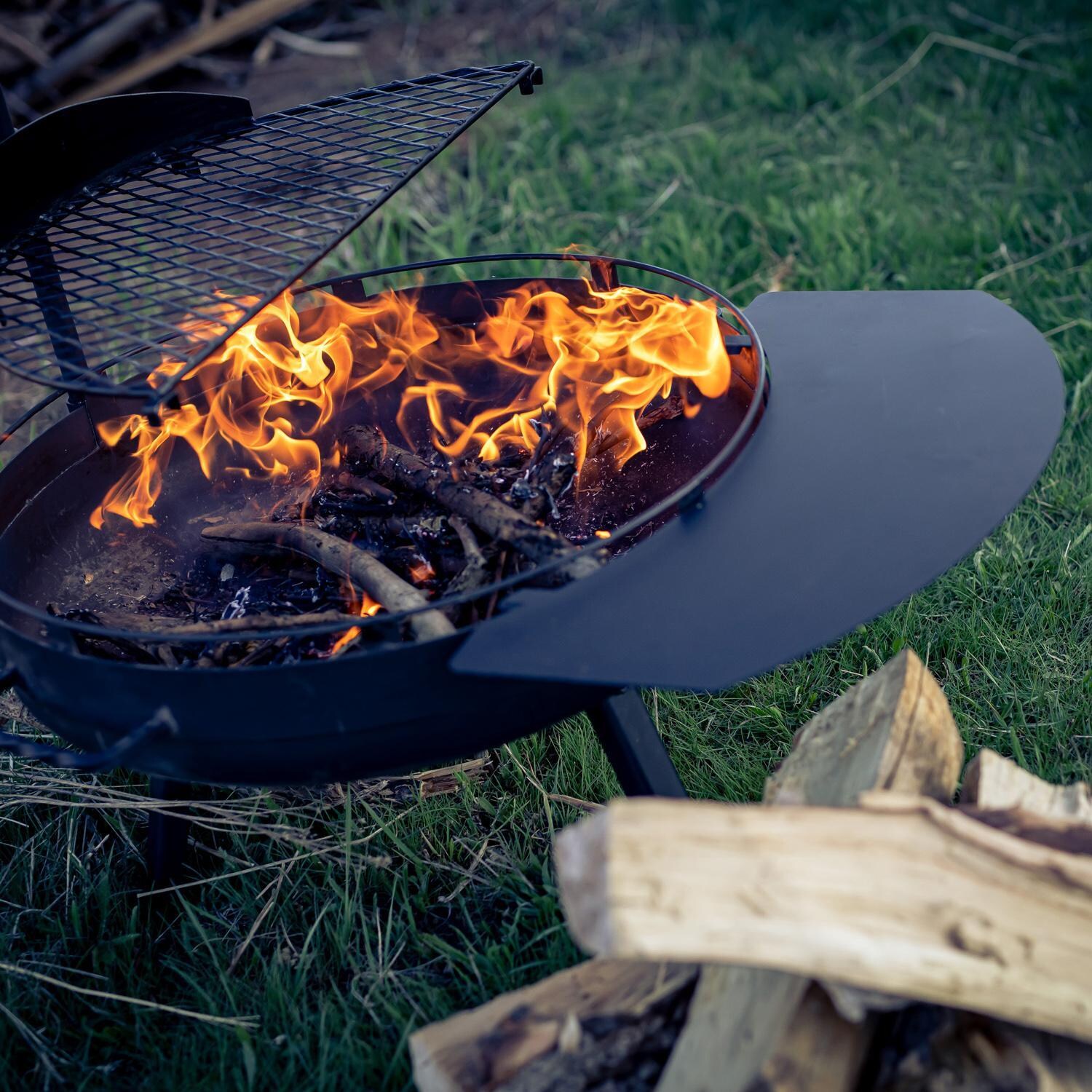 Barebones Living CKW-441 Side Table For Cowboy 23-Inch Fire Pit Grill (Grill Not Included) - Lifestyle thumbnail