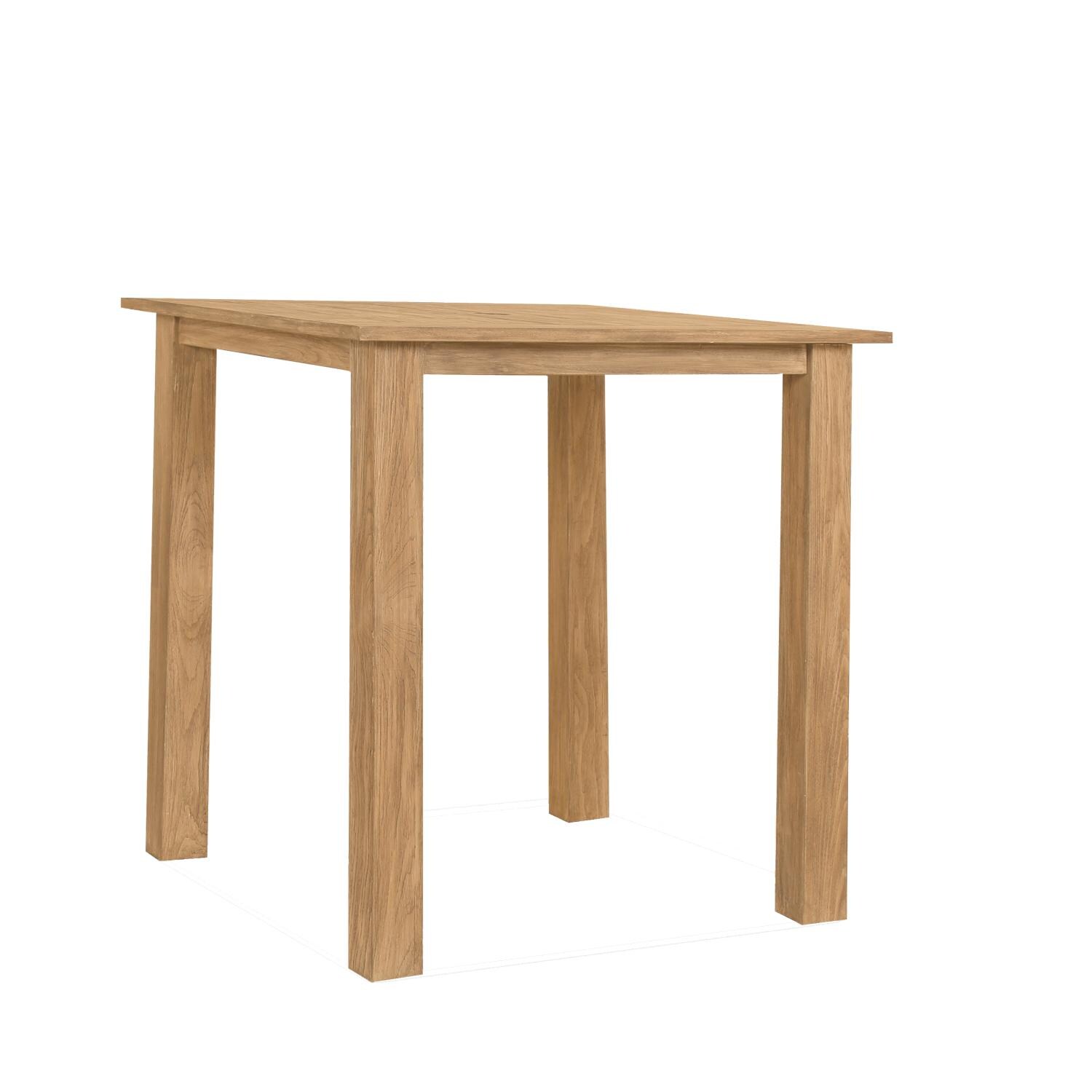 Teak 40 Inch Square Rustic Natural Patio Bar Table By Sunset West thumbnail