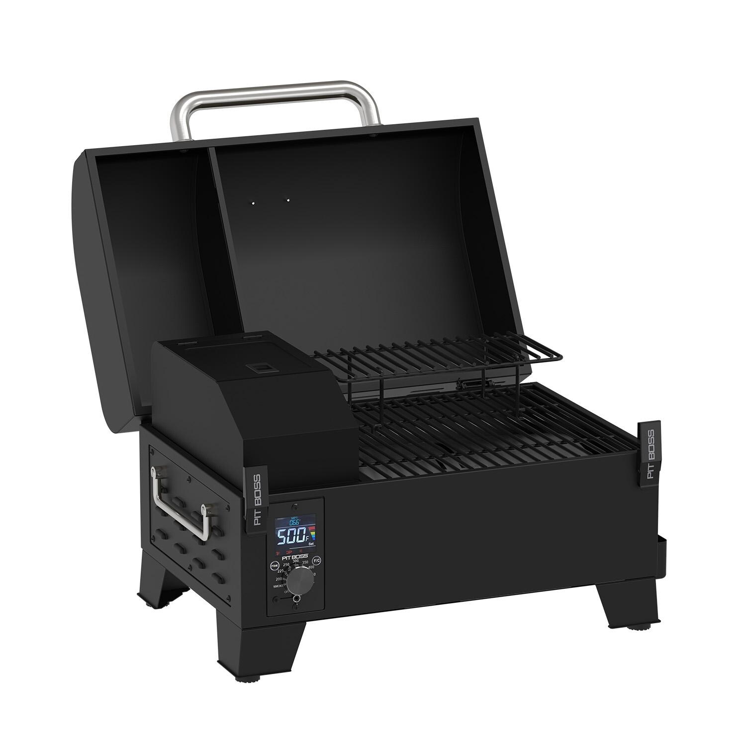 Pit Boss 11091 Table Top Pellet Grill - Matte Black - Left Open - White Background thumbnail