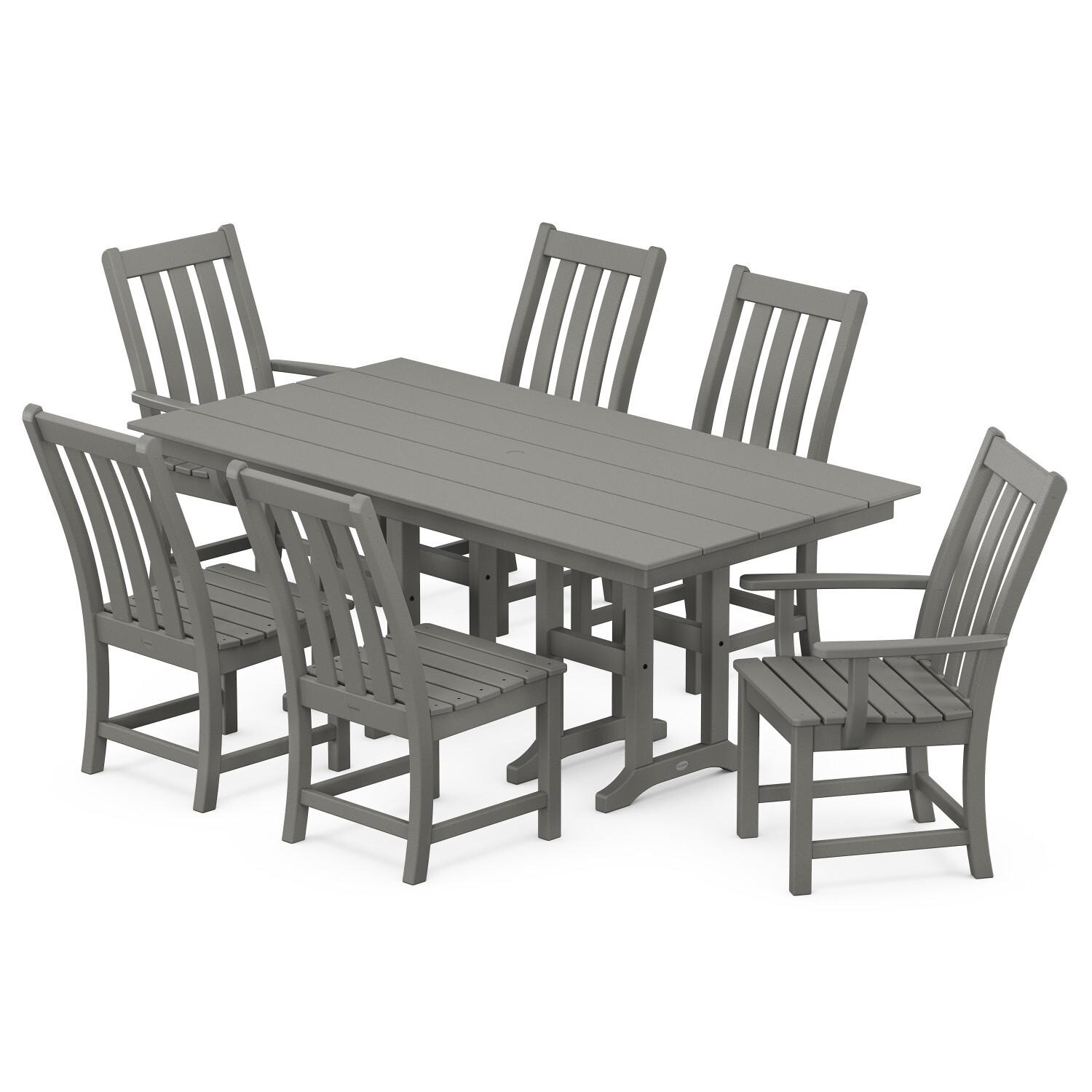 POLYWOOD PWS693-1-GY Vineyard 7-Piece Farmhouse Dining Set thumbnail