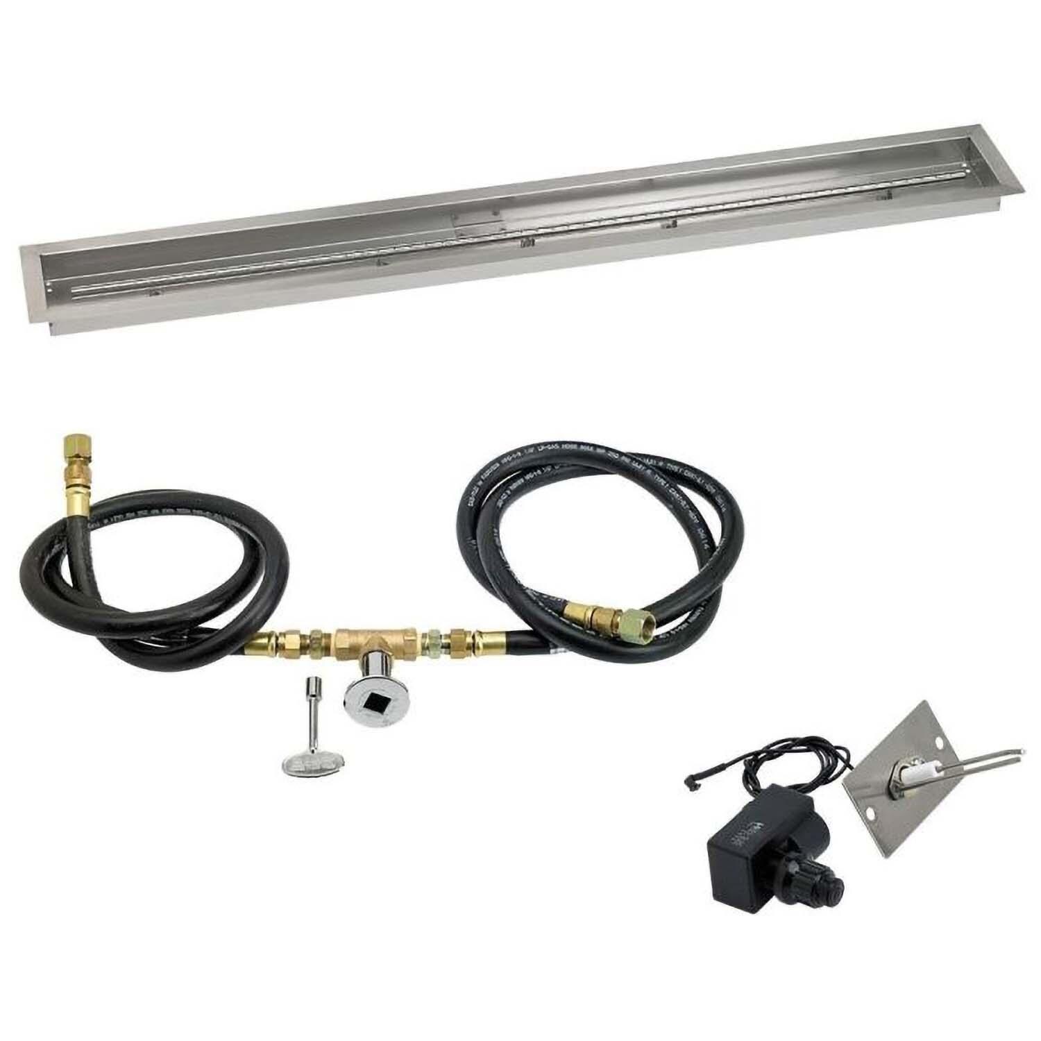 BBQGuys Signature 60 X 6 Inch Stainless Steel Linear Drop-In Pan for Spark Ignition Kit - Natural Gas - White Background thumbnail