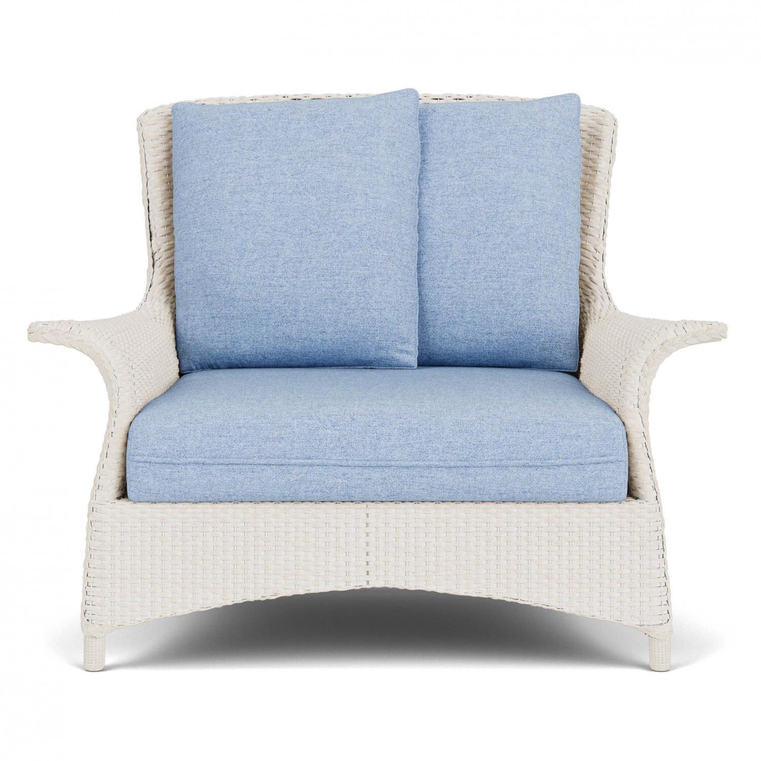 Lloyd Flanders Mandalay Chair and a Half in Antique White Finish with Demo Skyway Fabric thumbnail