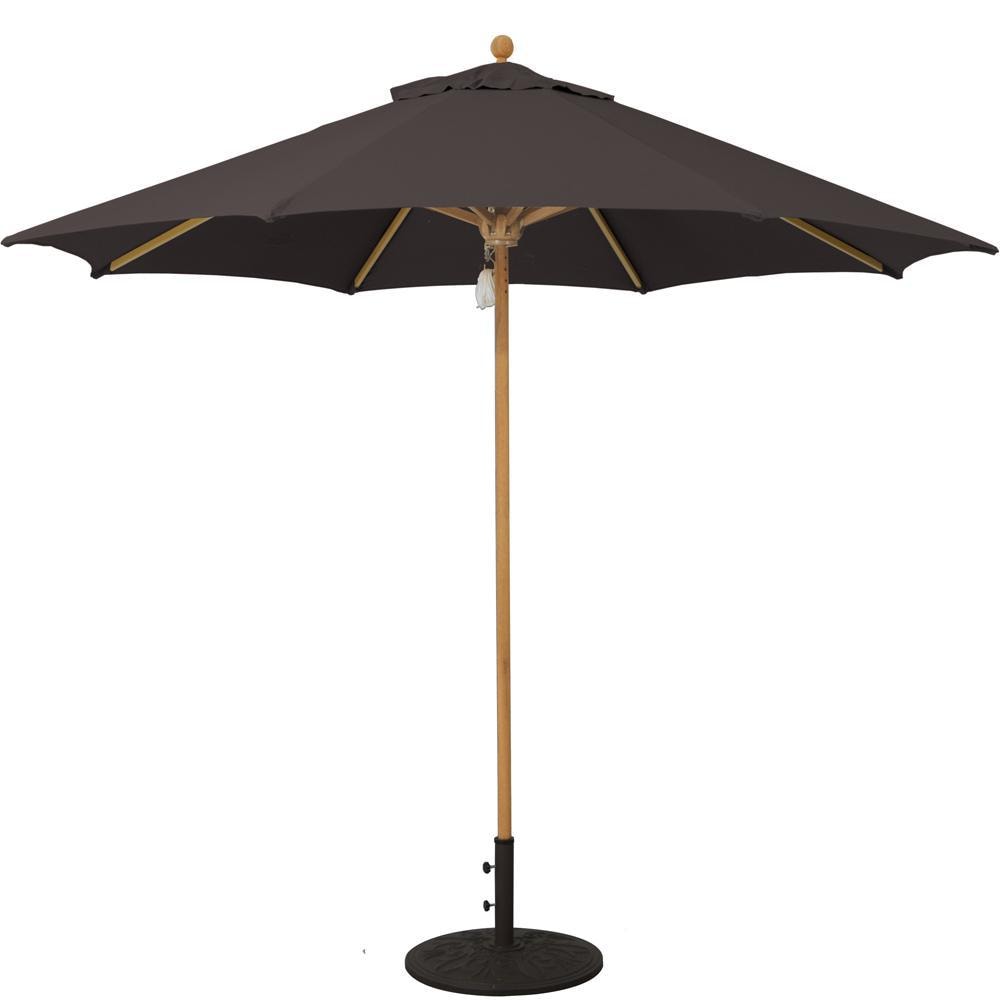 Galtech 9 Ft. Octagonal Wood Patio Umbrella W/ Pulley Lift - Teak Frame W/ Black Sunbrella Fabric (Umbrella Base Not Included) thumbnail