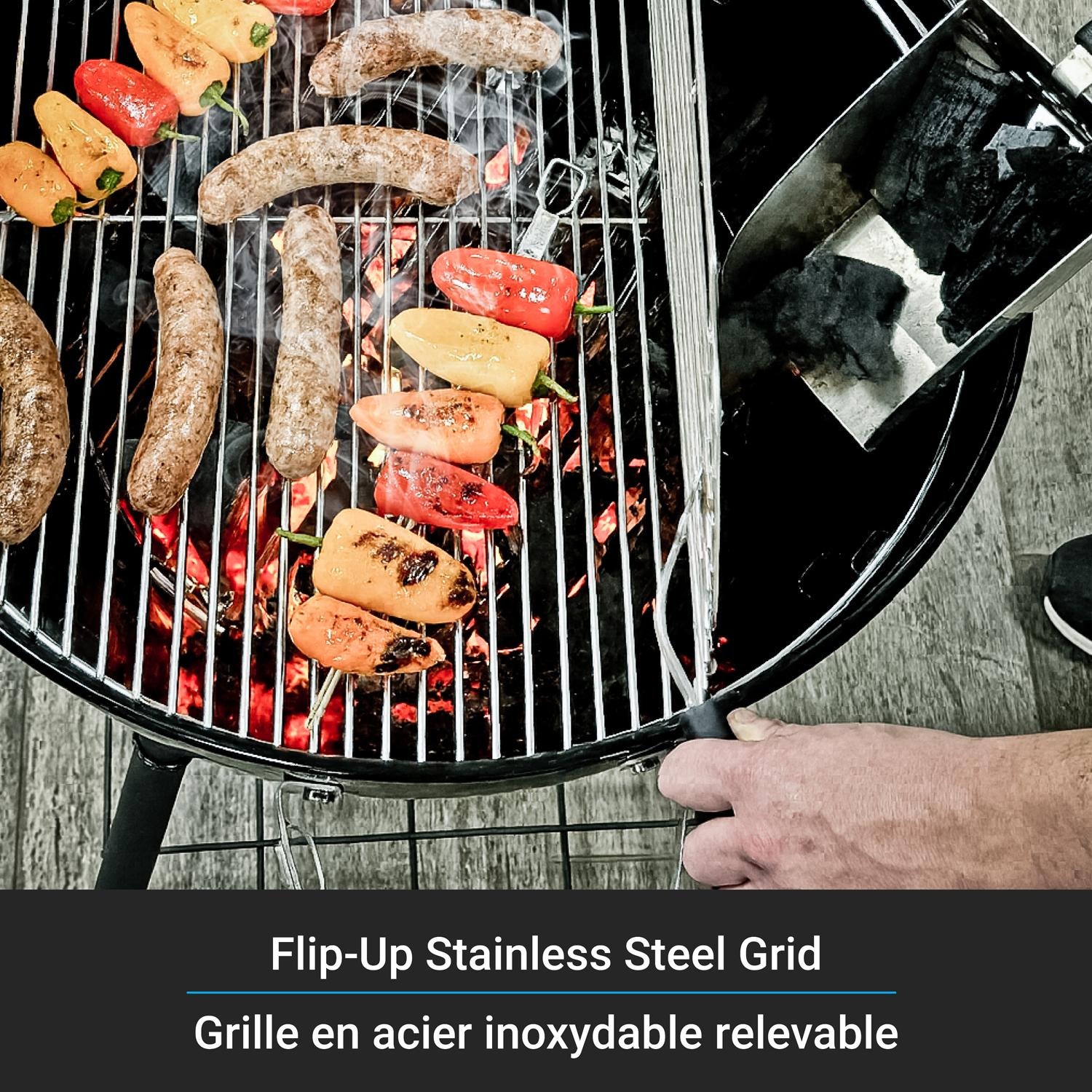 Broil King 401010 Kettle 22 1/2-in Charcoal Grill - Black - Food Grilling on Flip-Up Stainless Steel Grid - Lifestyle thumbnail
