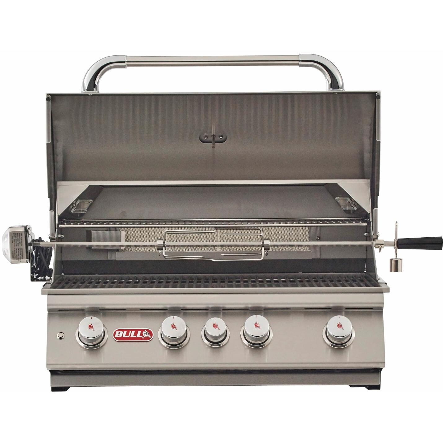 Bull 47629 Angus 30-Inch 4-Burner Built-In Gas Grill - Hood Open