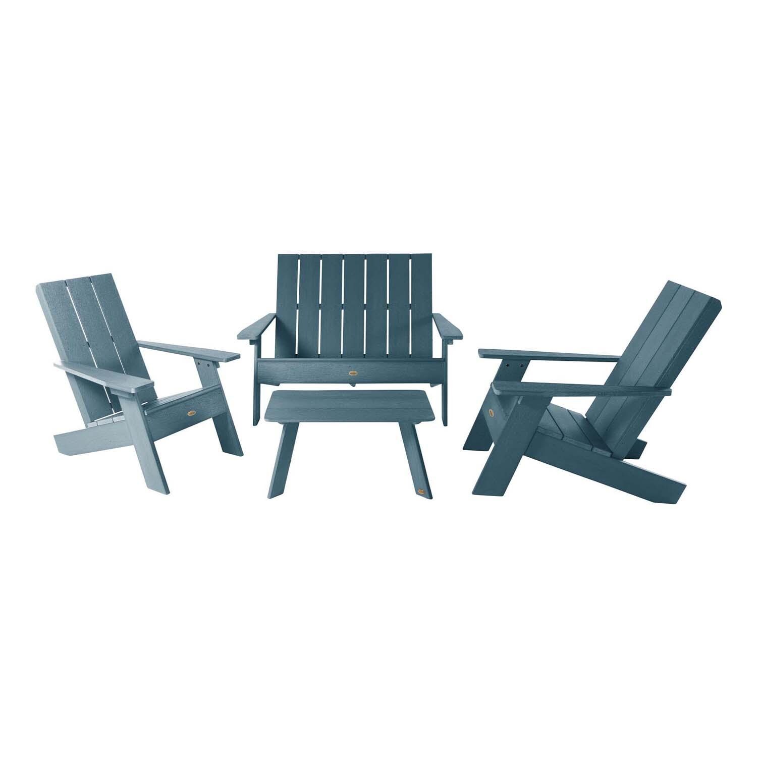 Classical Cove 4 Pc Set Polyresin Seating Set in Nantucket Blue By Lakeview Outdoor Designs - White Background thumbnail