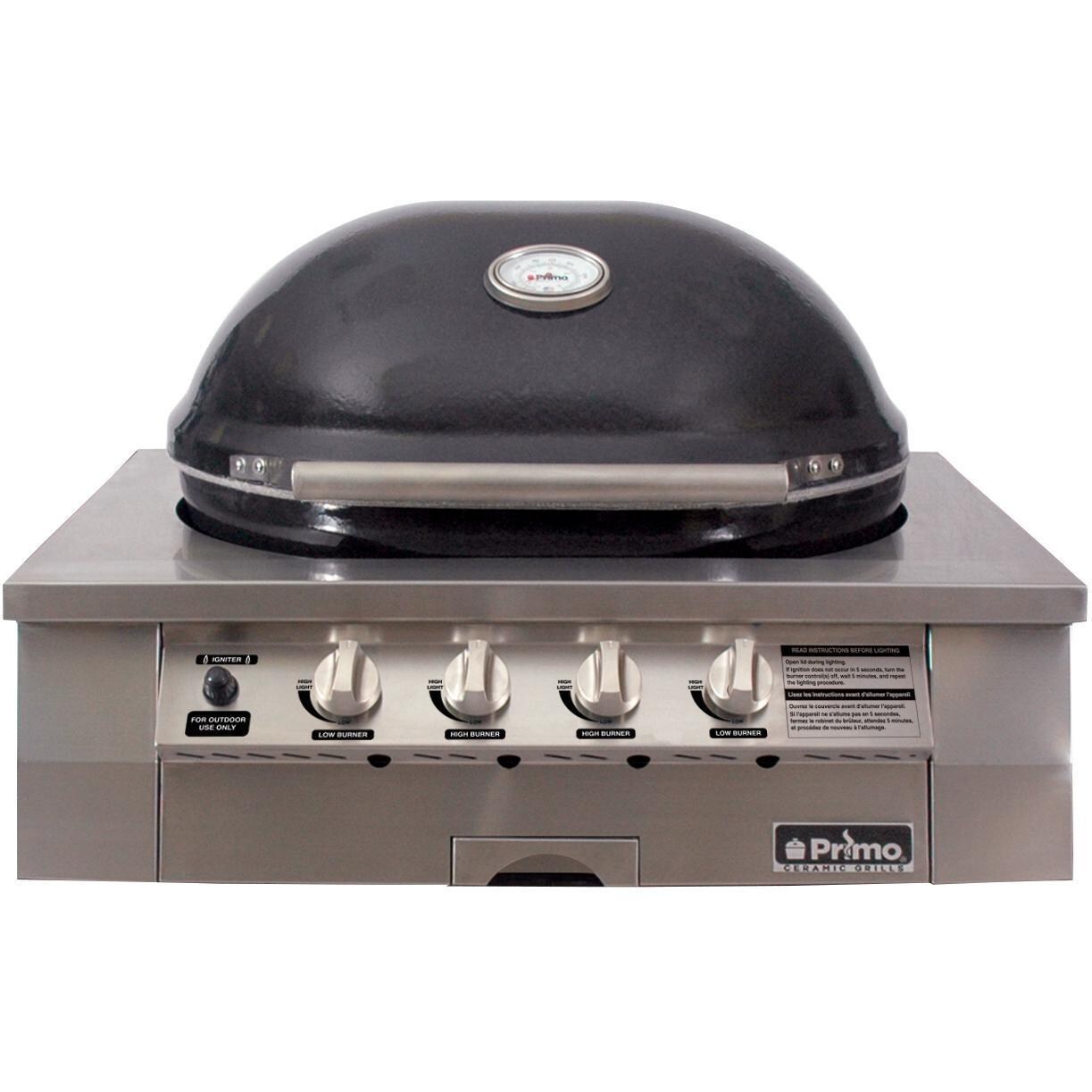 Primo Oval G420 36-Inch Ceramic 4-Burner Built-In Kamado Natural Gas Grill (Ships As Propane With Conversion Fittings) - PGGXLH-N (2021)