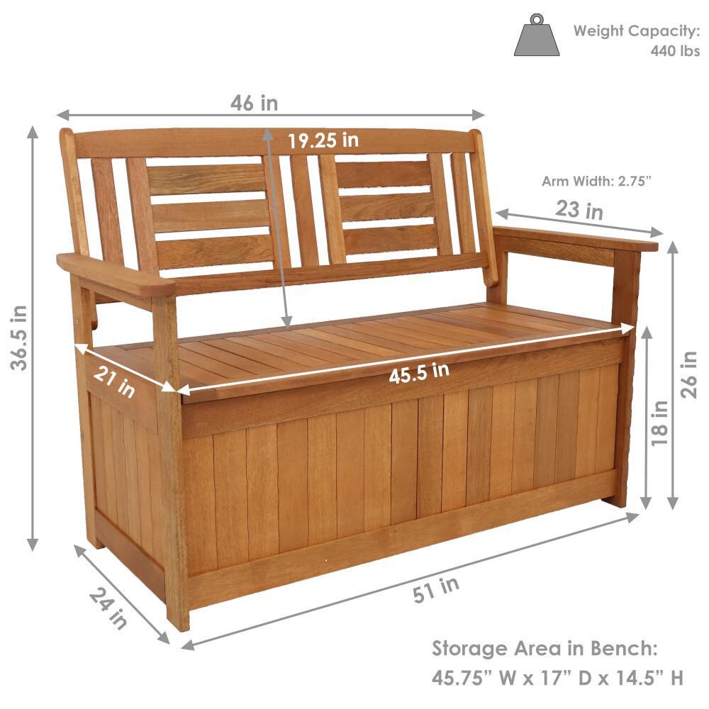 Ultimate Patio Meranti Wood Outdoor Storage Bench - Dimensions thumbnail