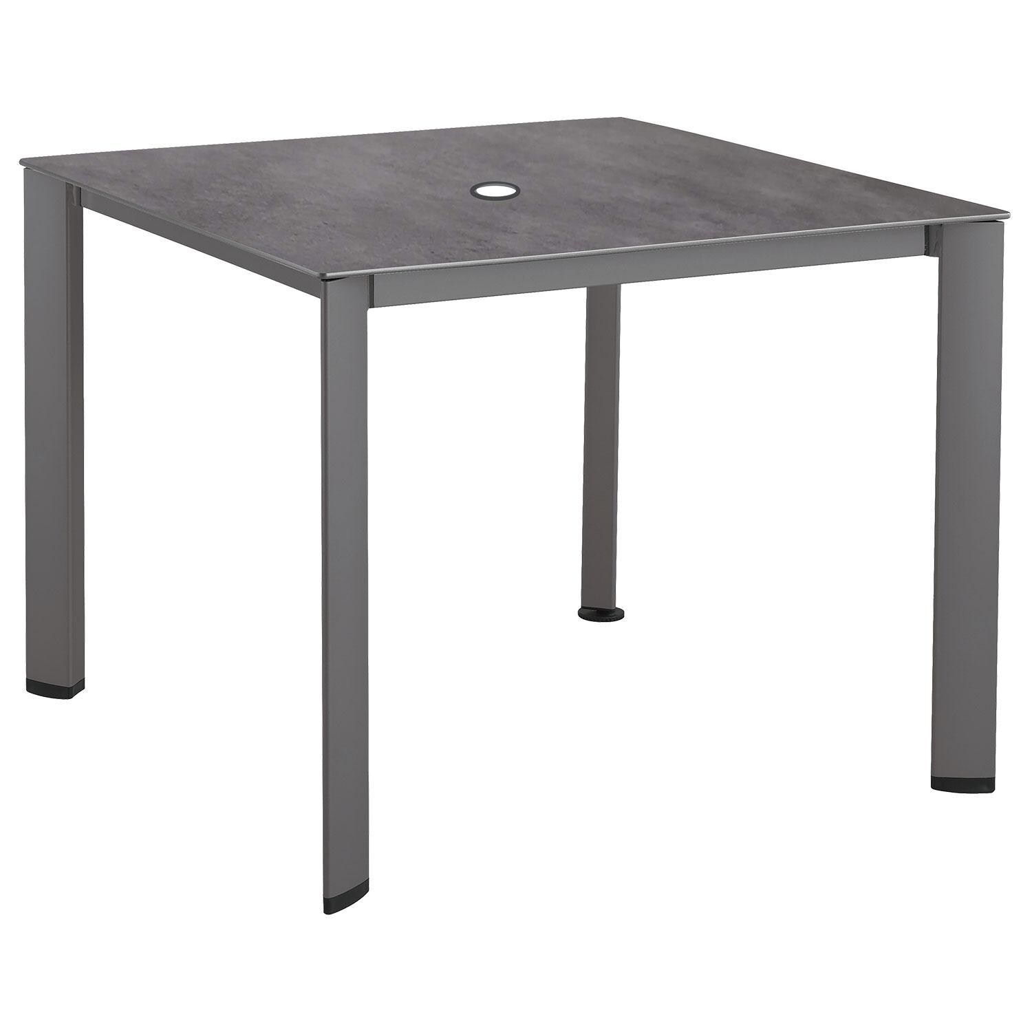 Basic Plus 5 Pc Aluminum Dining Set w/ Stacking Dining Chairs By KETTLER - Dining Table - White Background thumbnail