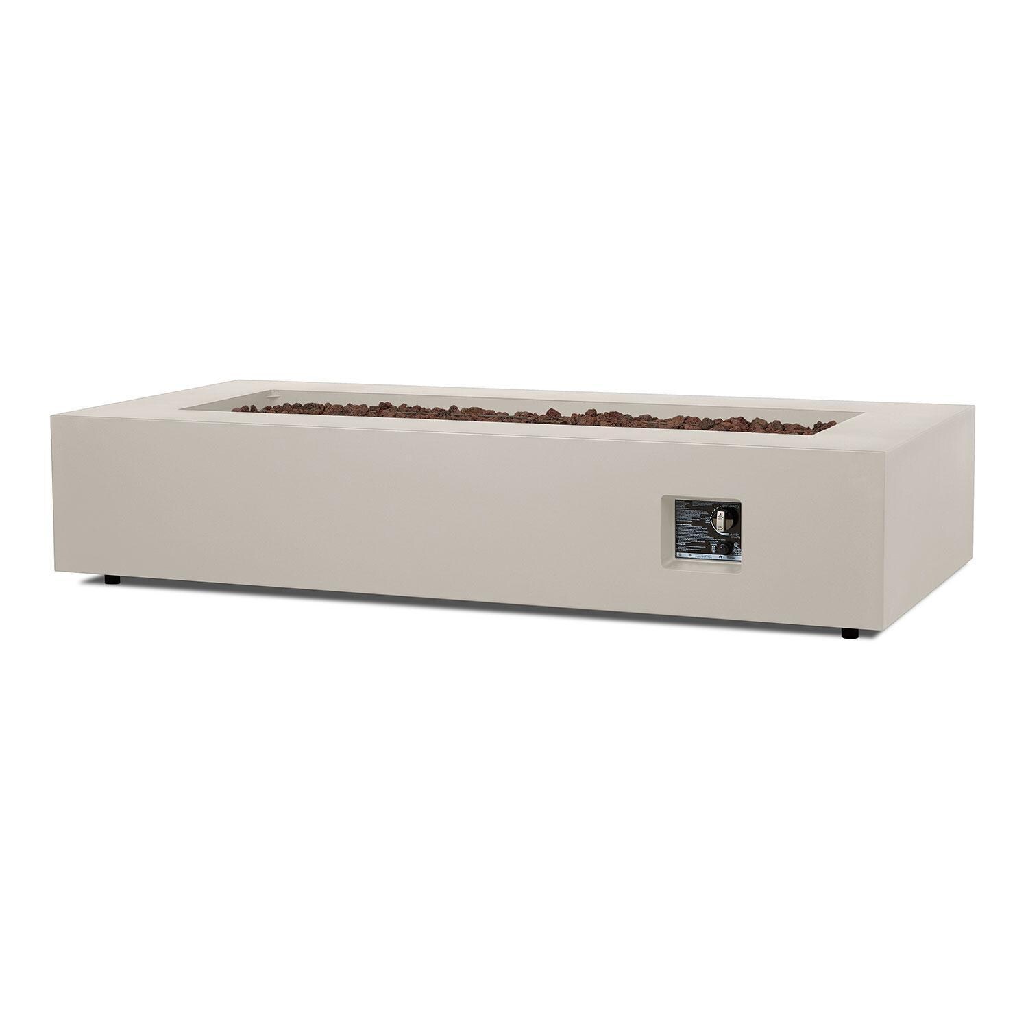 Elysian 70 Inch Rectangular Steel Propane Fire Pit Table in Light Sand by Lakeview Outdoor Designs - Control System - White Background thumbnail