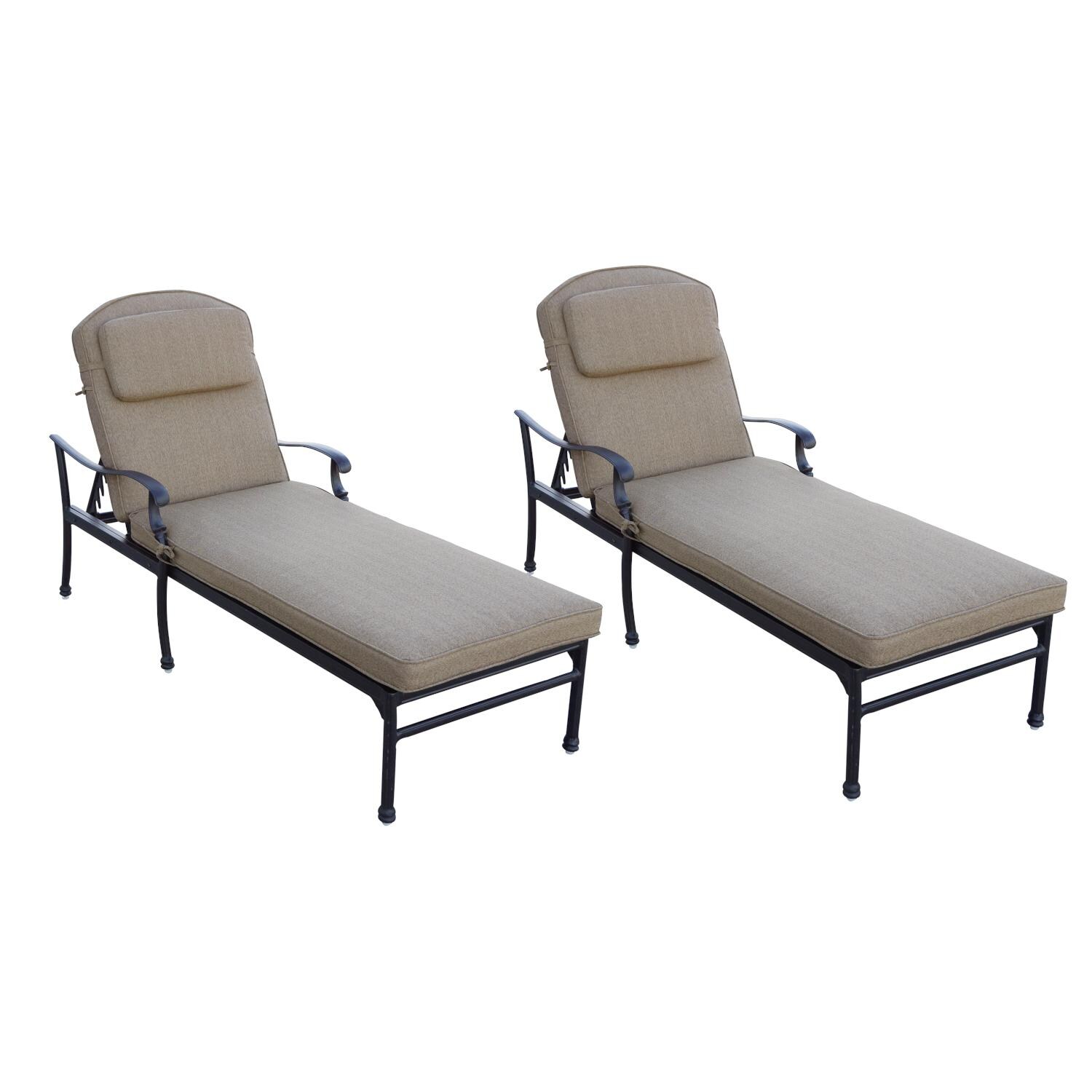 Darlee 201020-33-2 Florence 2 Piece Cast Aluminum Patio Chaise Lounge Set W/ Sesame Cushions thumbnail