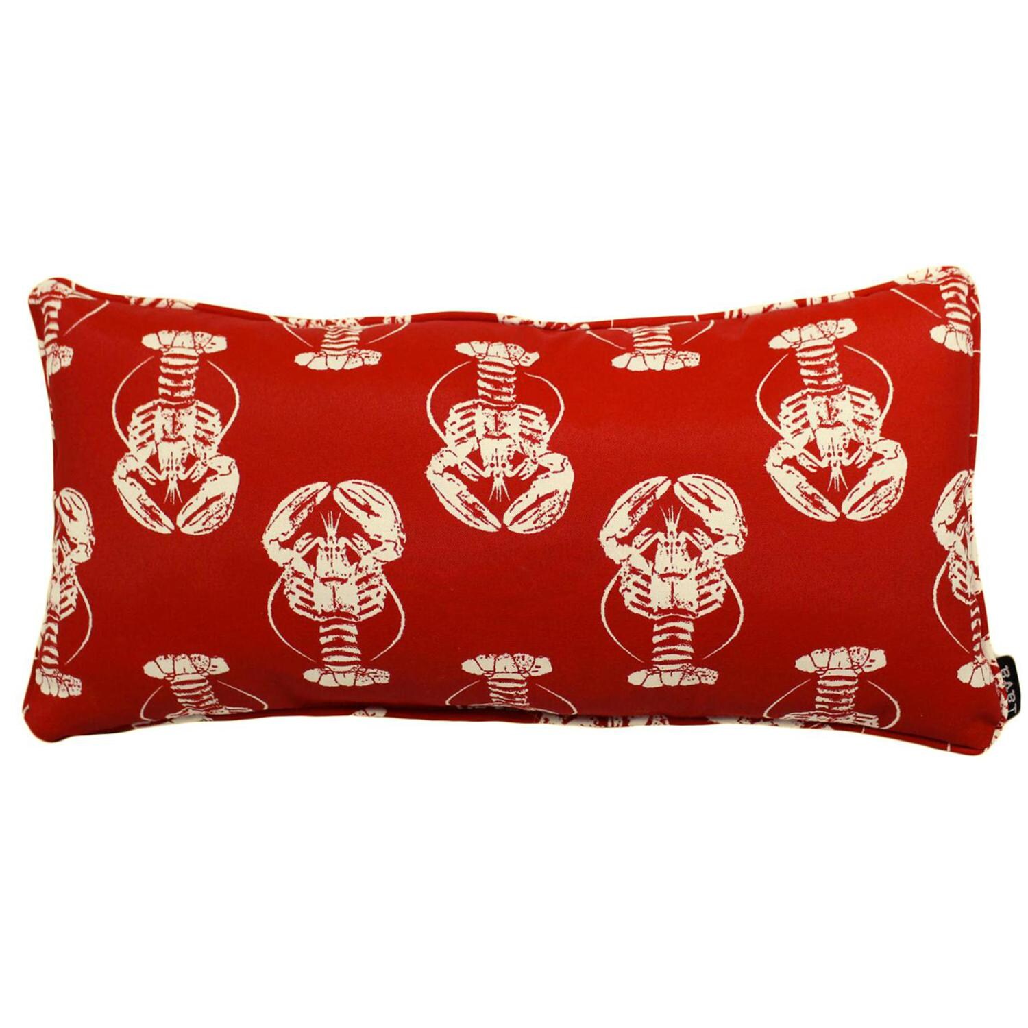 Red Lobsters Outdoor Lumbar Pillow W/ Piping By Lava Pillows 12 X 24