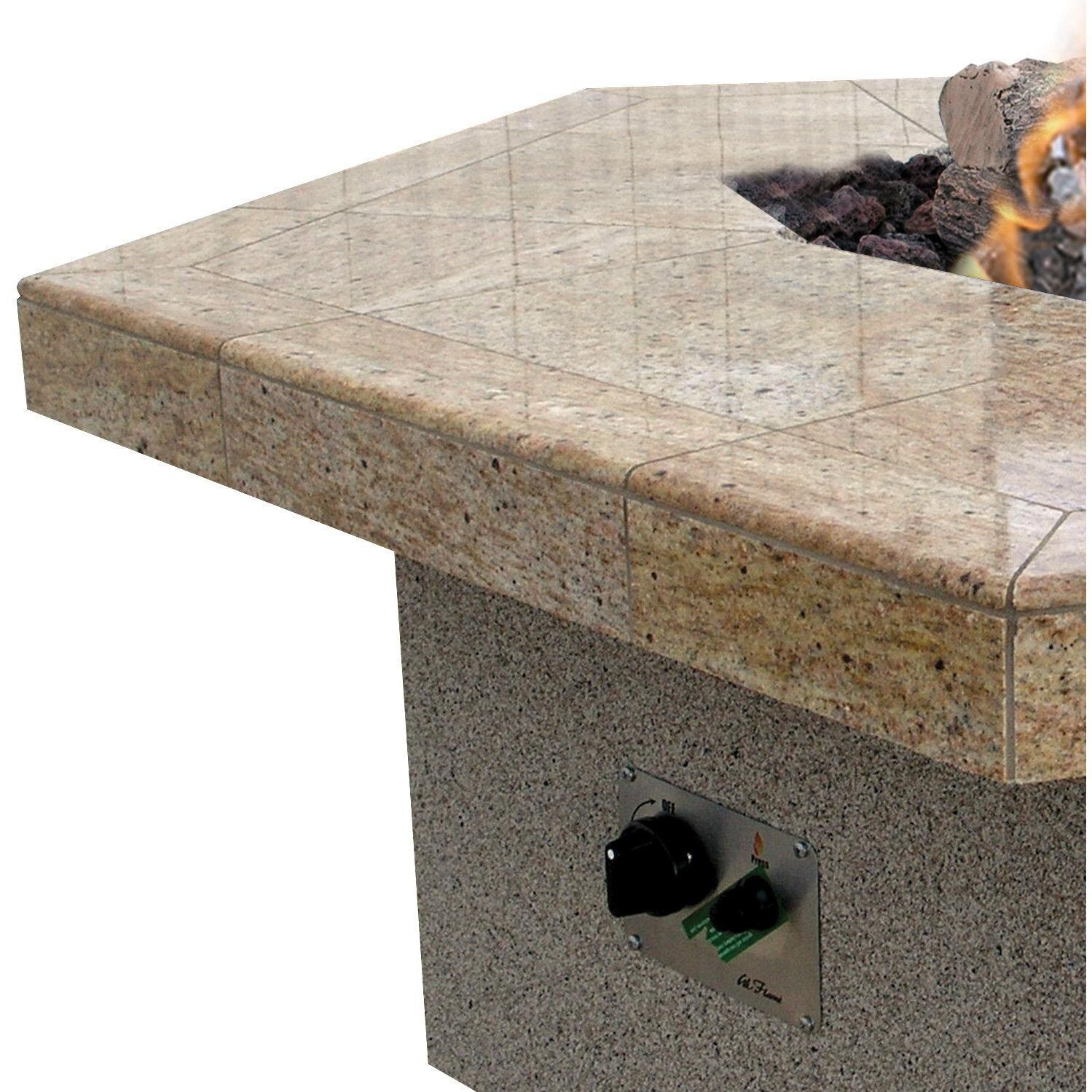 Cal Flame 48 X 20 Inch Outdoor Gas Hexagon Firepit - Angled Closeup View thumbnail