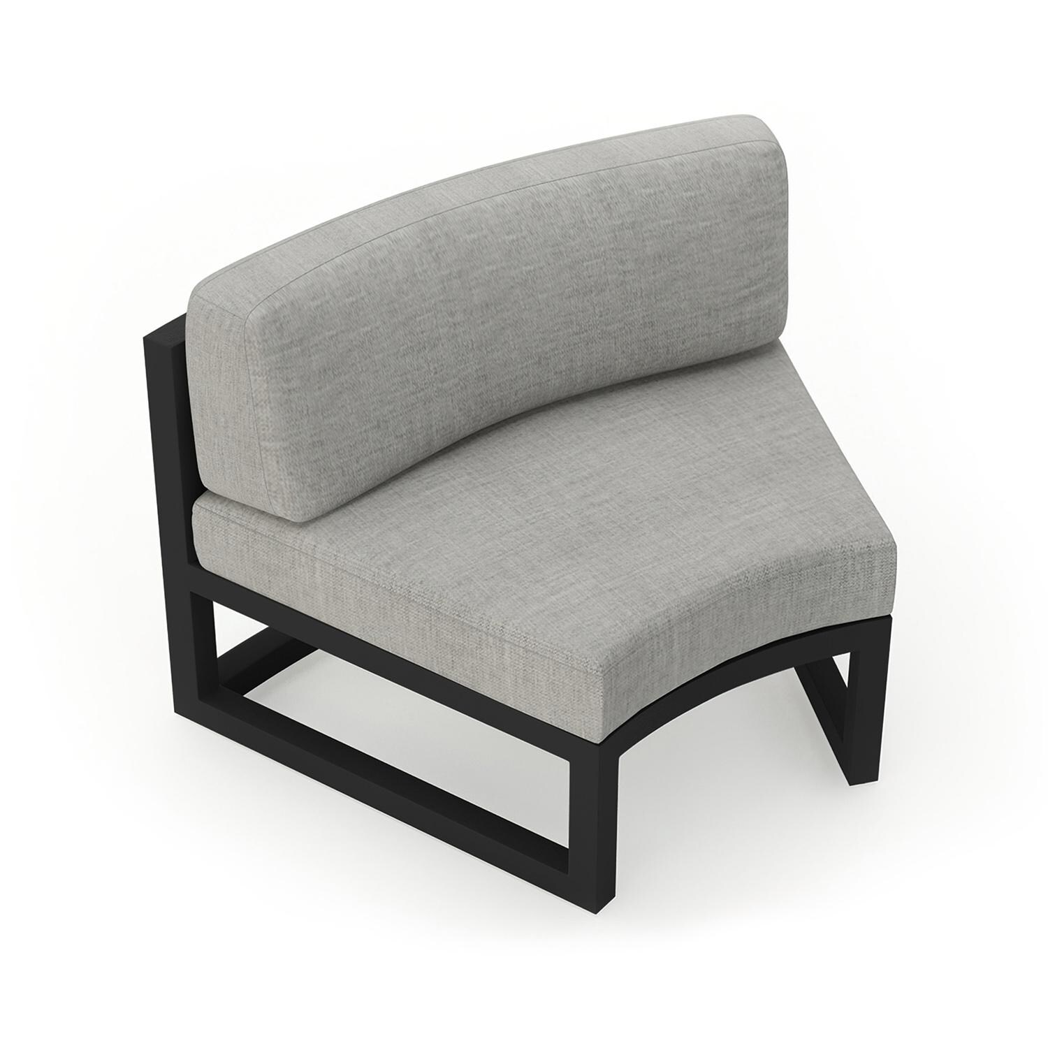 Lakeview MSTYCV-BK-CRVS-CS Misty Cove 2 Pc Aluminum Curve Club Chair in Black w/Cast Silver Cushions by Lakeview Outdoor Designs - Angled Front - White Background thumbnail