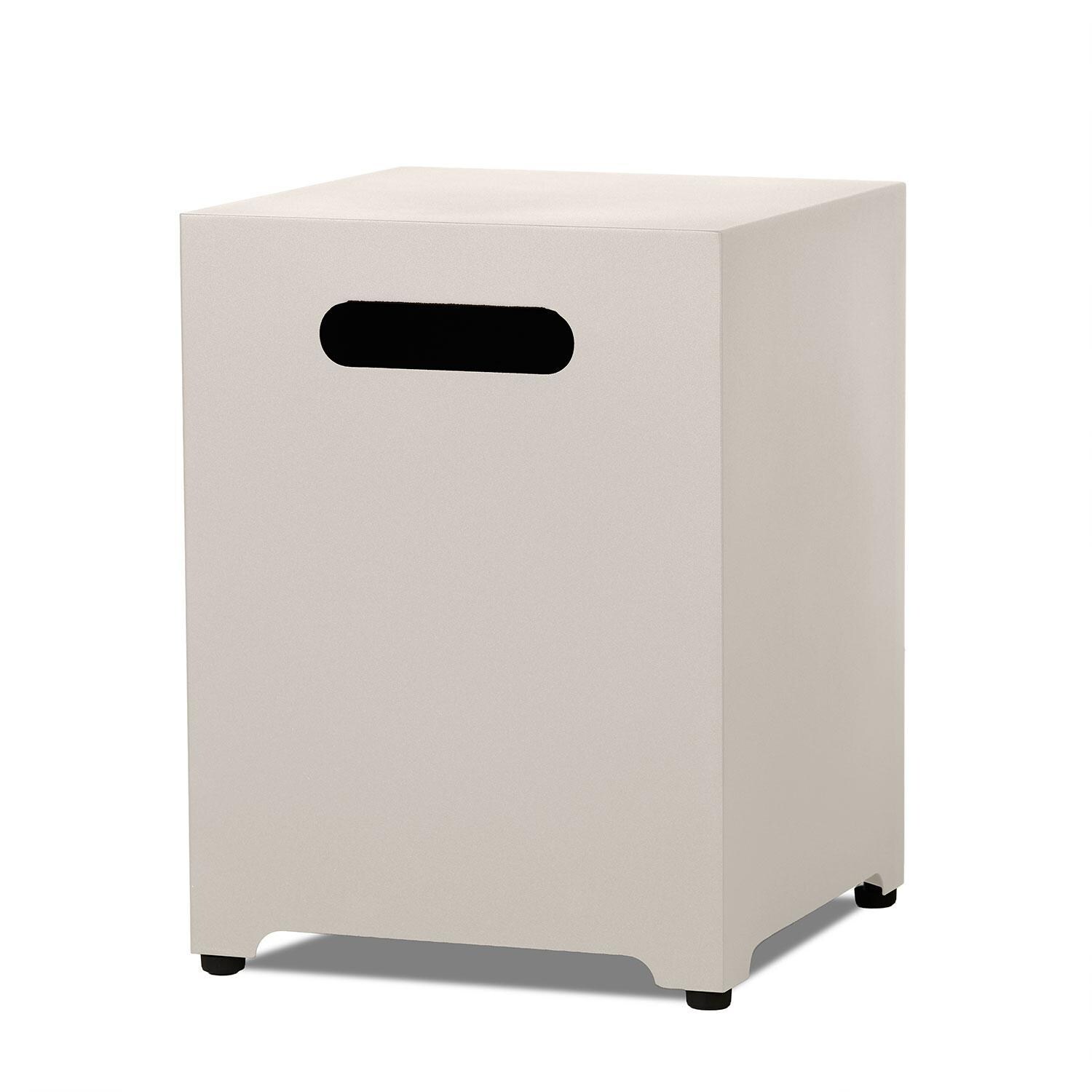 20-in Square Metal Propane Tank Cover in Light Sand by Lakeview Outdoor Designs - Handle - White Background thumbnail