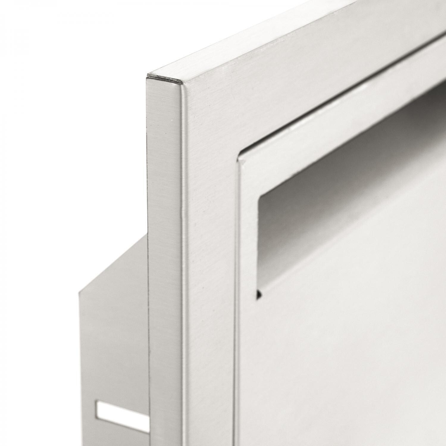 BBQGuys.com Aspen Series 12-Inch Stainless Steel Single Access Door - Corner Detail thumbnail