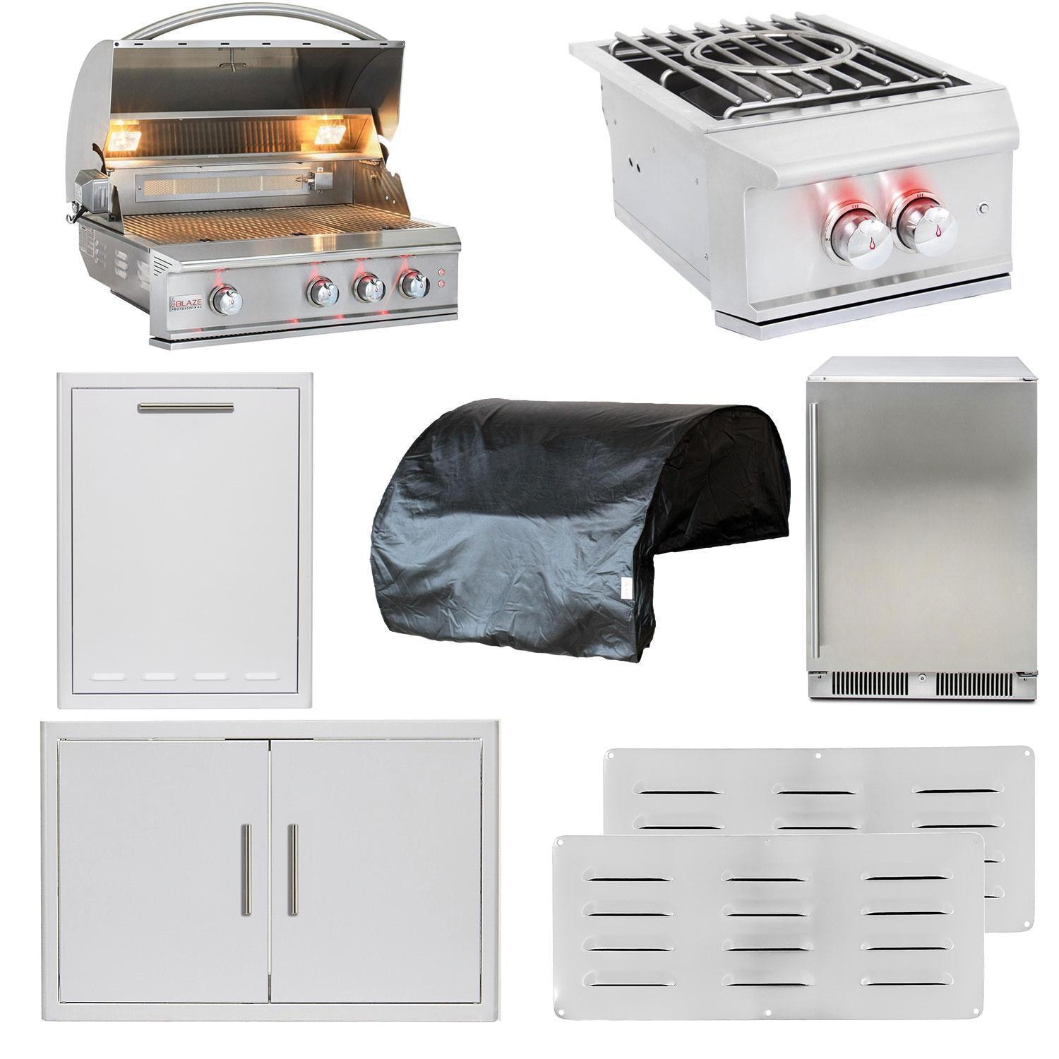 Blaze Professional LUX 8 Pc 34-in Natural Gas Outdoor Kitchen Package - BLZ-3PRO-NG-8PC-SC
