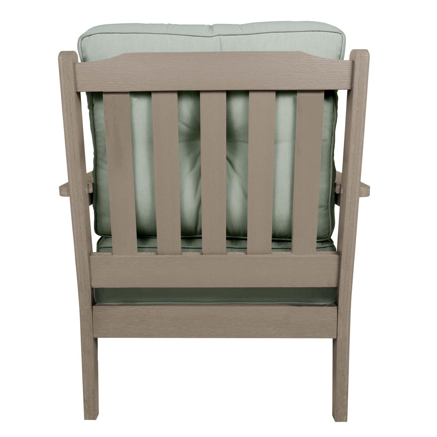 Blushing Bay 3 Pc Recycled Plastic Seating Set in Canvas Seasalt/Woodland Brown by Lakeview Outdoor Designs - Chair Back View - White Background thumbnail