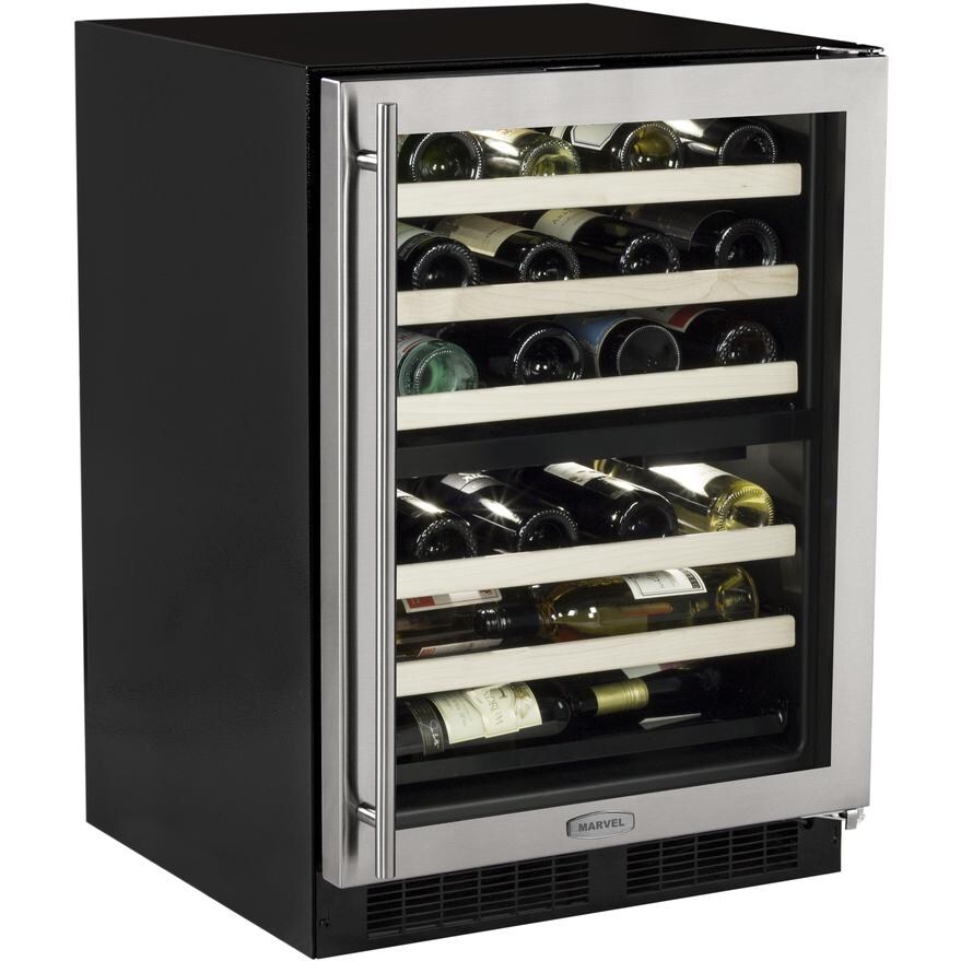 Marvel 40 Bottle Right Hinge Dual Zone Wine Cellar - Stainless Steel - ML24WDG3RS
