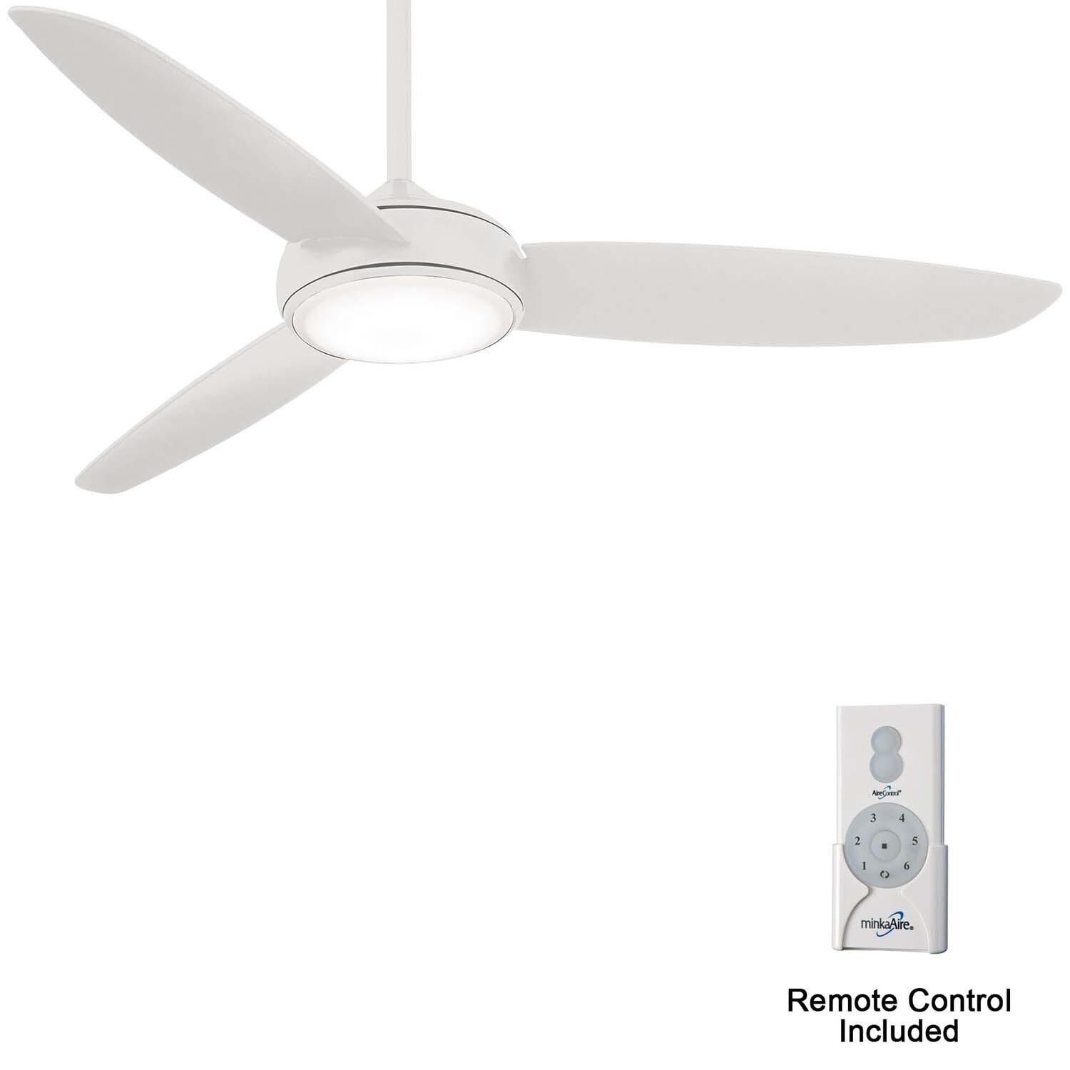 Minka-Aire F465L-WH Concept IV 54-Inch 3-Blade LED Smart Ceiling Fan in White Finish w/ White Blades & Etched Opal Glass - Remote Included thumbnail