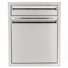 BBQGuys Aspen Series 21-Inch Single Drawer & Roll-Out Stainless Steel Trash / Recycling Bin Combo