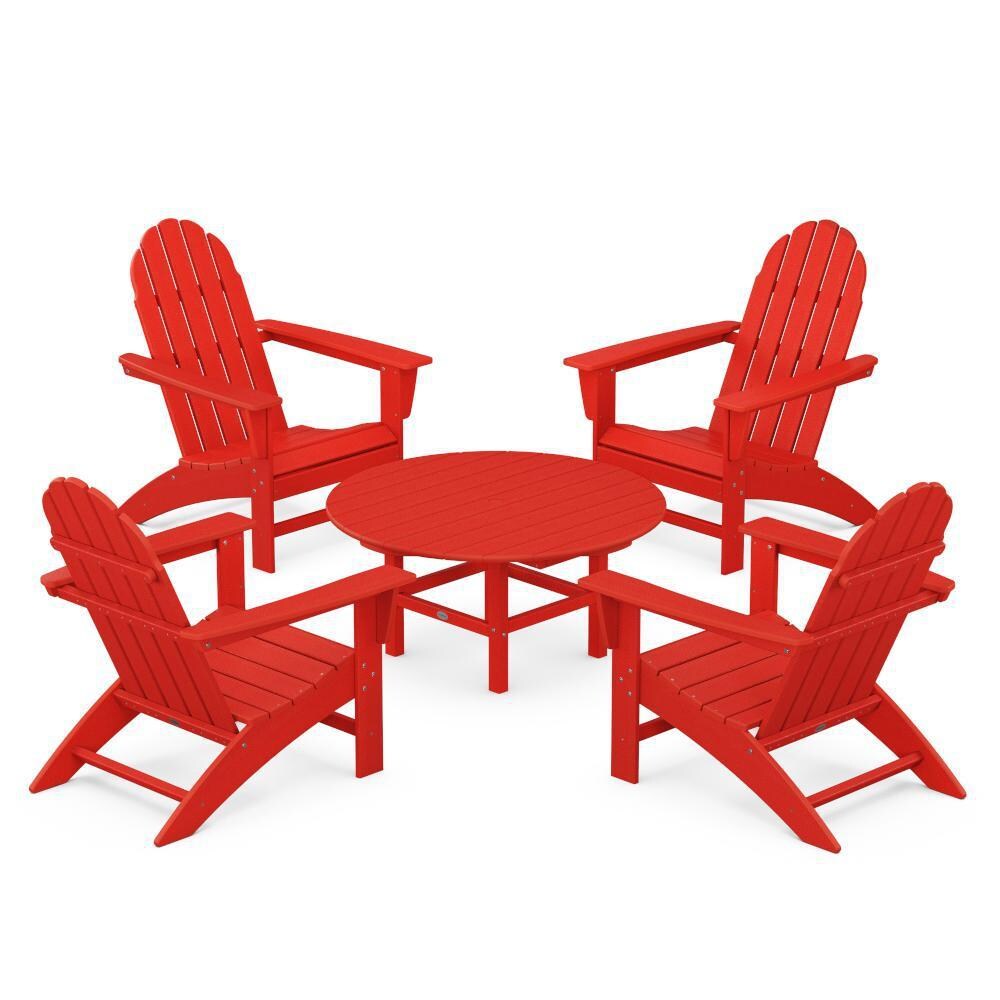 Vineyard 5 Pc Recycled Plastic Seating Set in Sunset Red by POLYWOOD