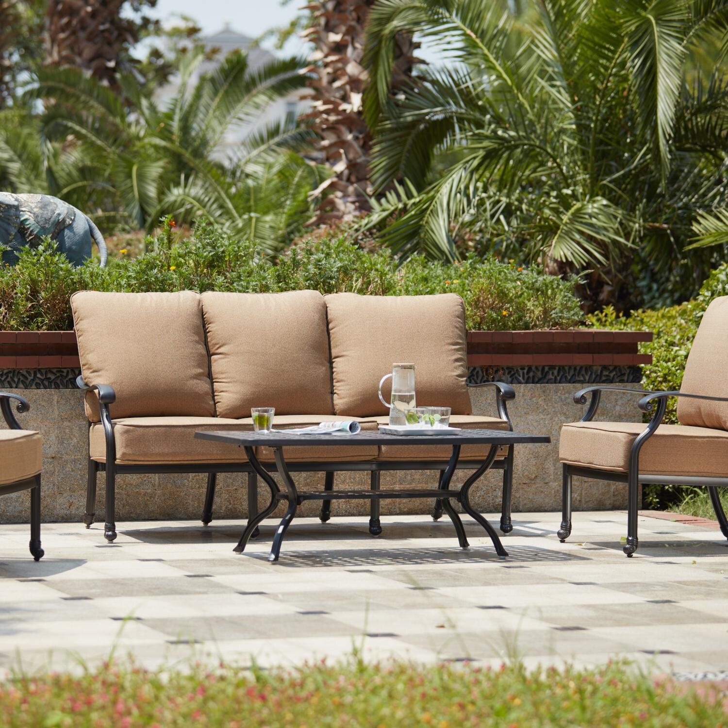 Darlee 201658-4PC-30LB Madison 4 Piece Cast Aluminum Patio Conversation Set W/ Sesame Polyester Cushions thumbnail