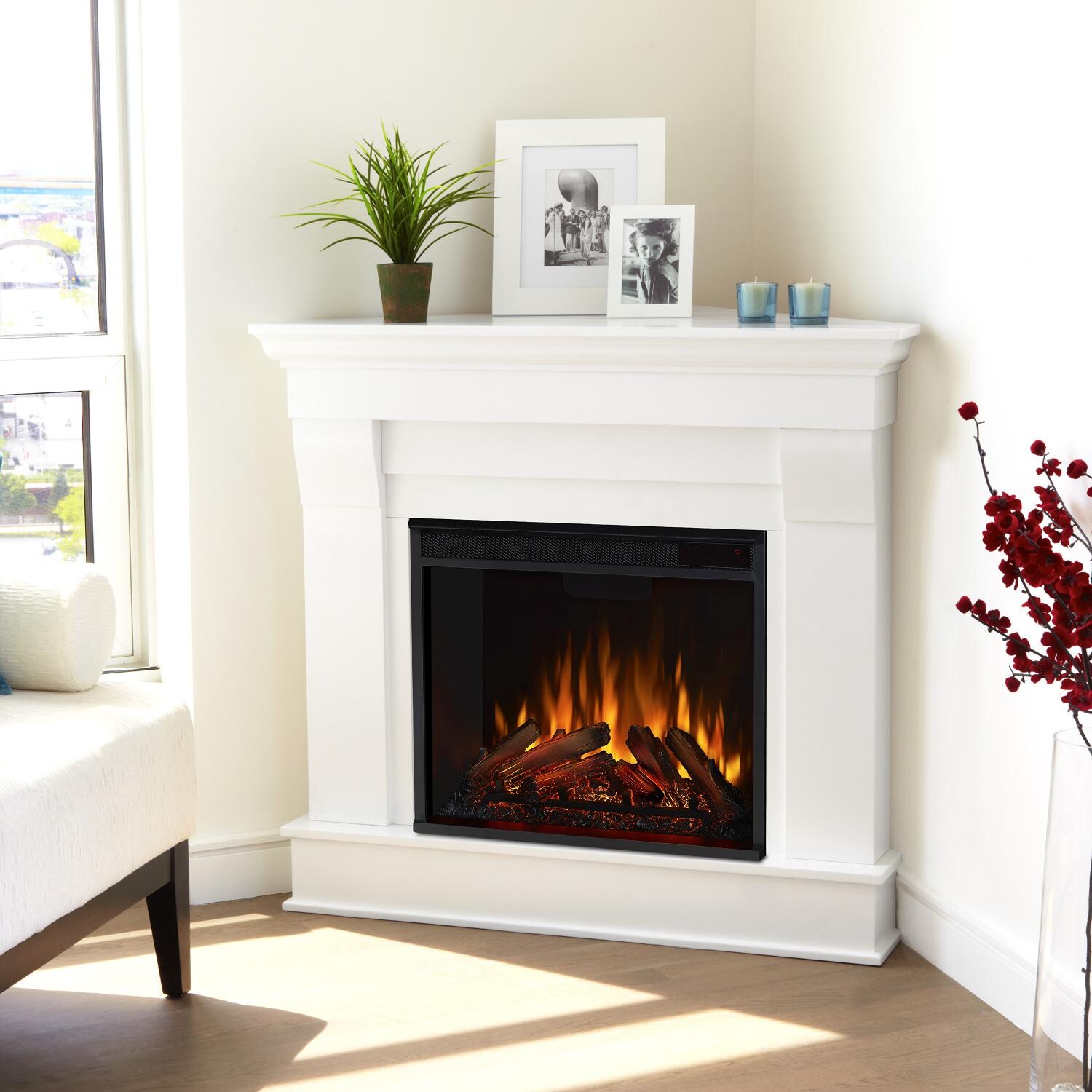 Real Flame 5950e W Chateau 40 Inch Corner Electric Fireplace With