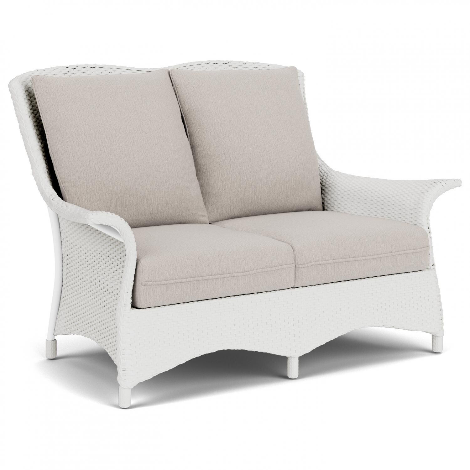 Lloyd Flanders Mandalay Loveseat in Matte White Finish with Remy Cloud fabric - Angled thumbnail