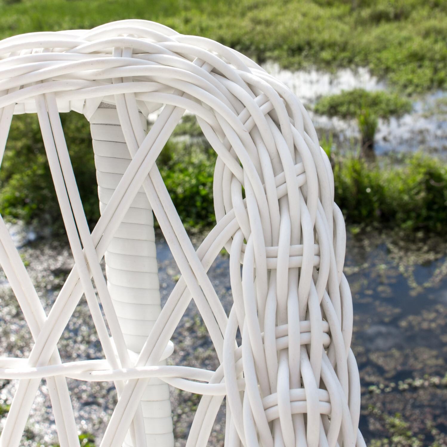 Everglades White Resin Wicker Patio Bar Stool By Lakeview Outdoor