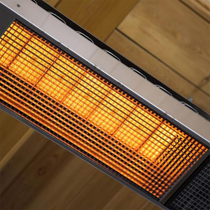 Amantii MO-2150-NG bistroSchwank 2150 44 Inch Marine Grade Steel 50,000 BTUs Natural Gas Patio Heater in Black - Installed Up Close - Lifestyle thumbnail
