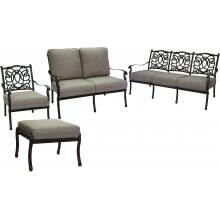 Darlee Florence 4 Piece Cast Aluminum Patio Conversation Seating Set - Mocha image