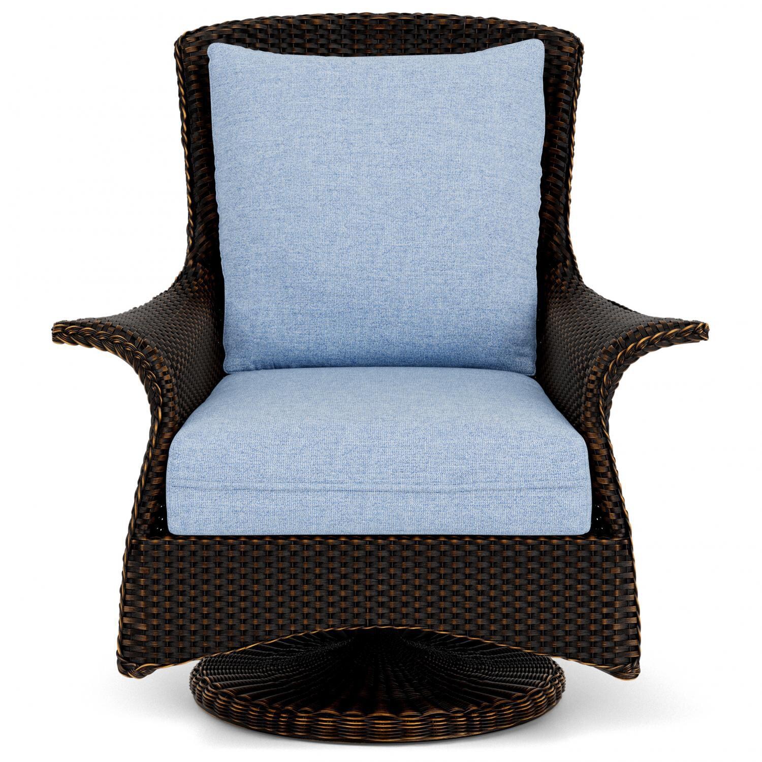 Lloyd Flanders Mandalay Swivel Rocker Lounge Chair in Mink Finish with Demo Skyway fabric thumbnail