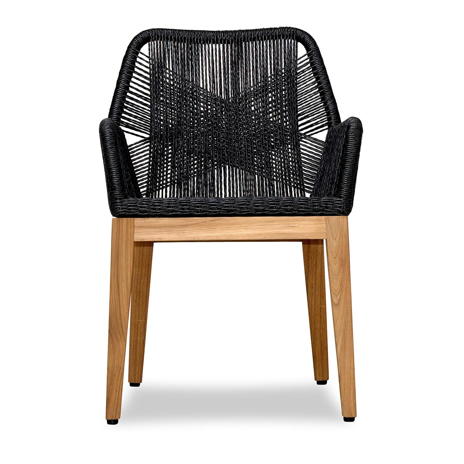 Wood Grove 8 Seat Reclaimed Teak and Rope Dining Set By Lakeview - Chair With Arms - White Background thumbnail