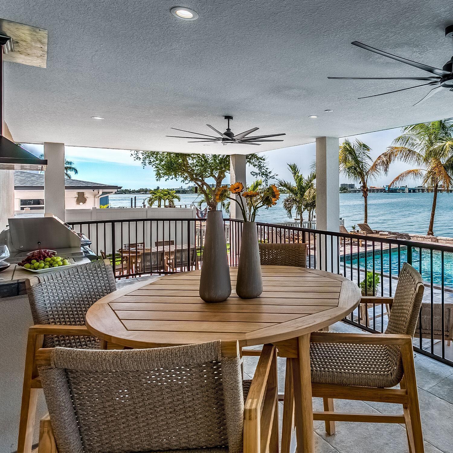 Admiral 5 Pc Counter Height Dining Set in Brown Sand by Royal Teak Collection - By The Pool - Lifestyle thumbnail